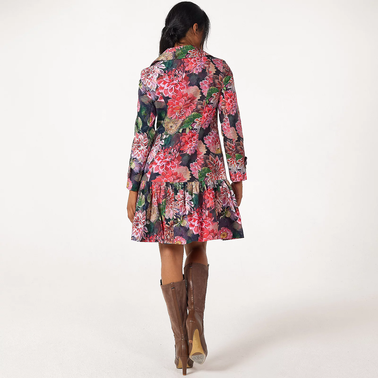 Helene Berman Dahlia Elegance & Positivity Floral Print Frill Coat