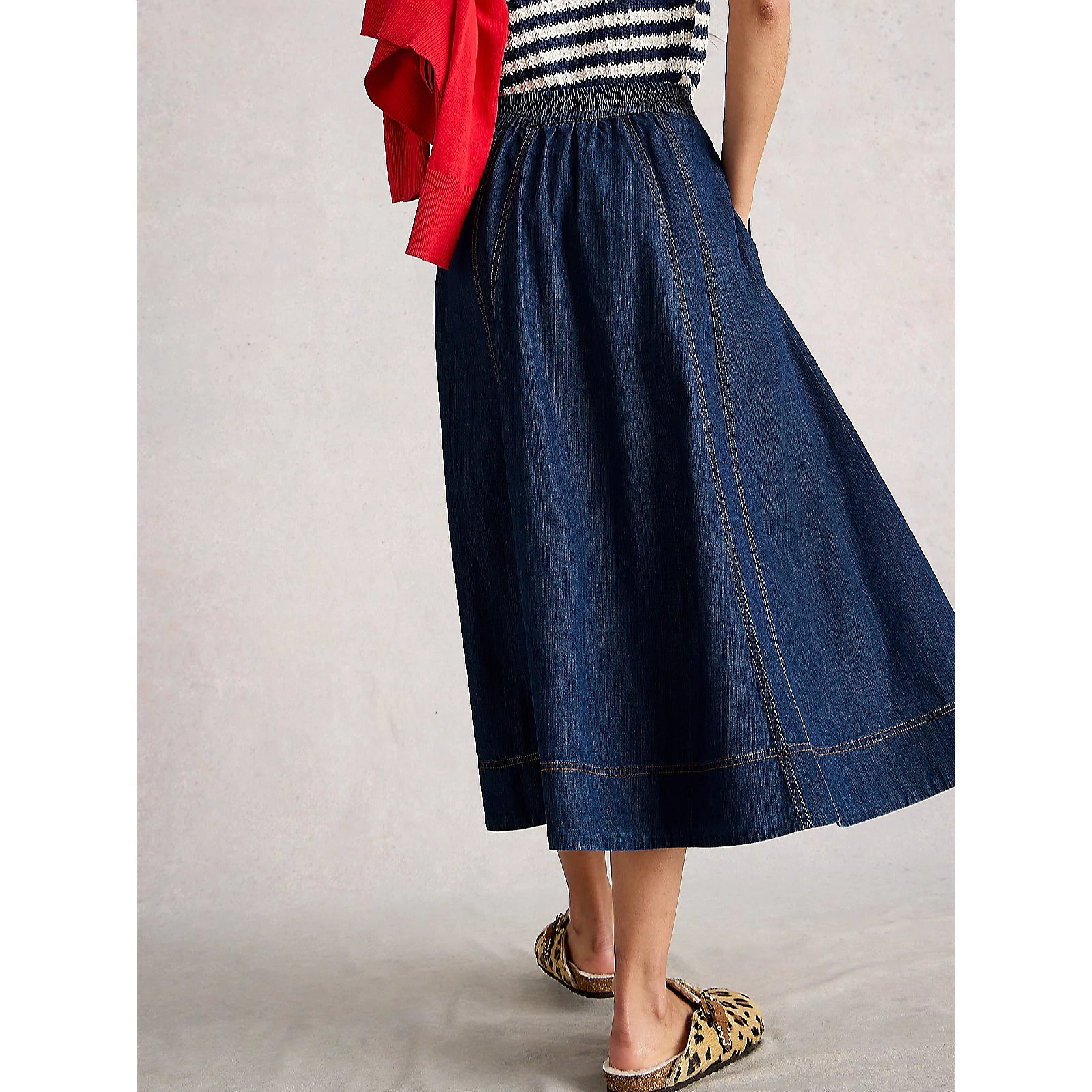 White Stuff Leo Denim Midi Skirt