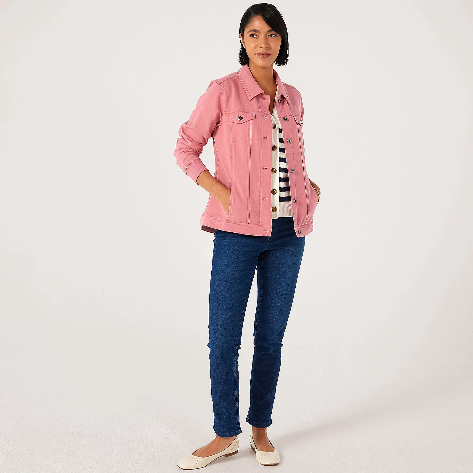 Denim & Co. Comfy Denim Style Jacket with Collar