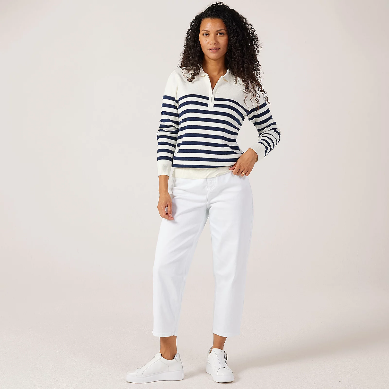 Ruth Langsford Zip Collar Stripe Jumper