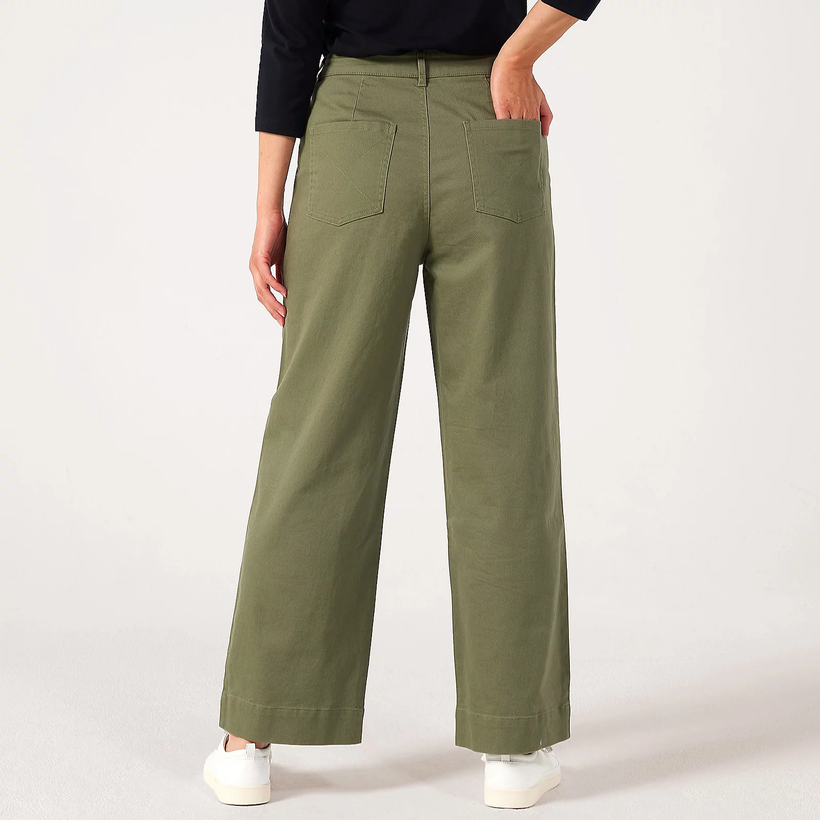 Denim & Co. Twill Wide Leg Jean Petite