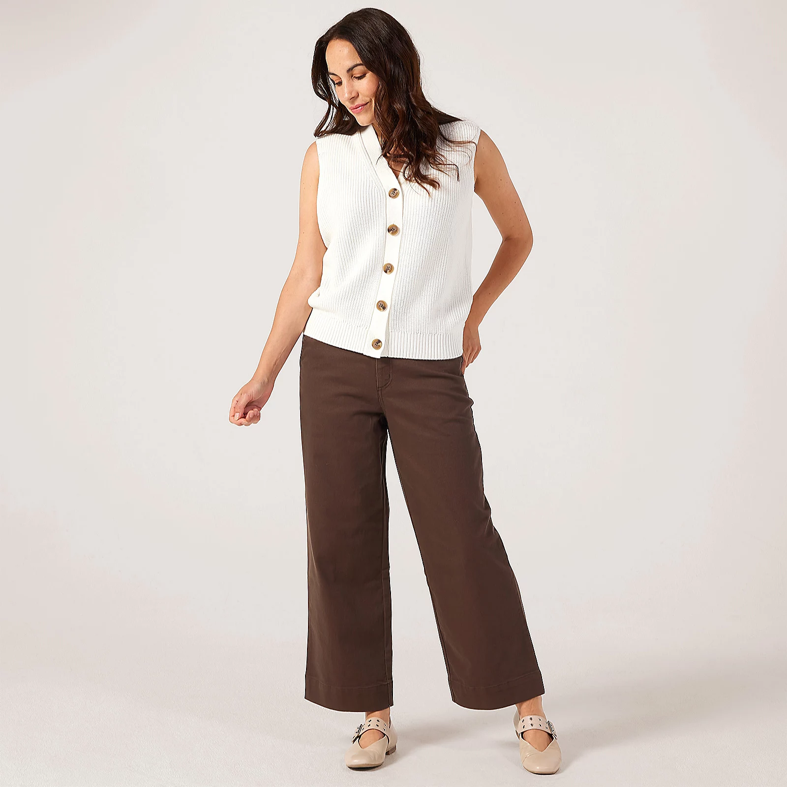 Denim & Co. Twill Wide Leg Jean Standard
