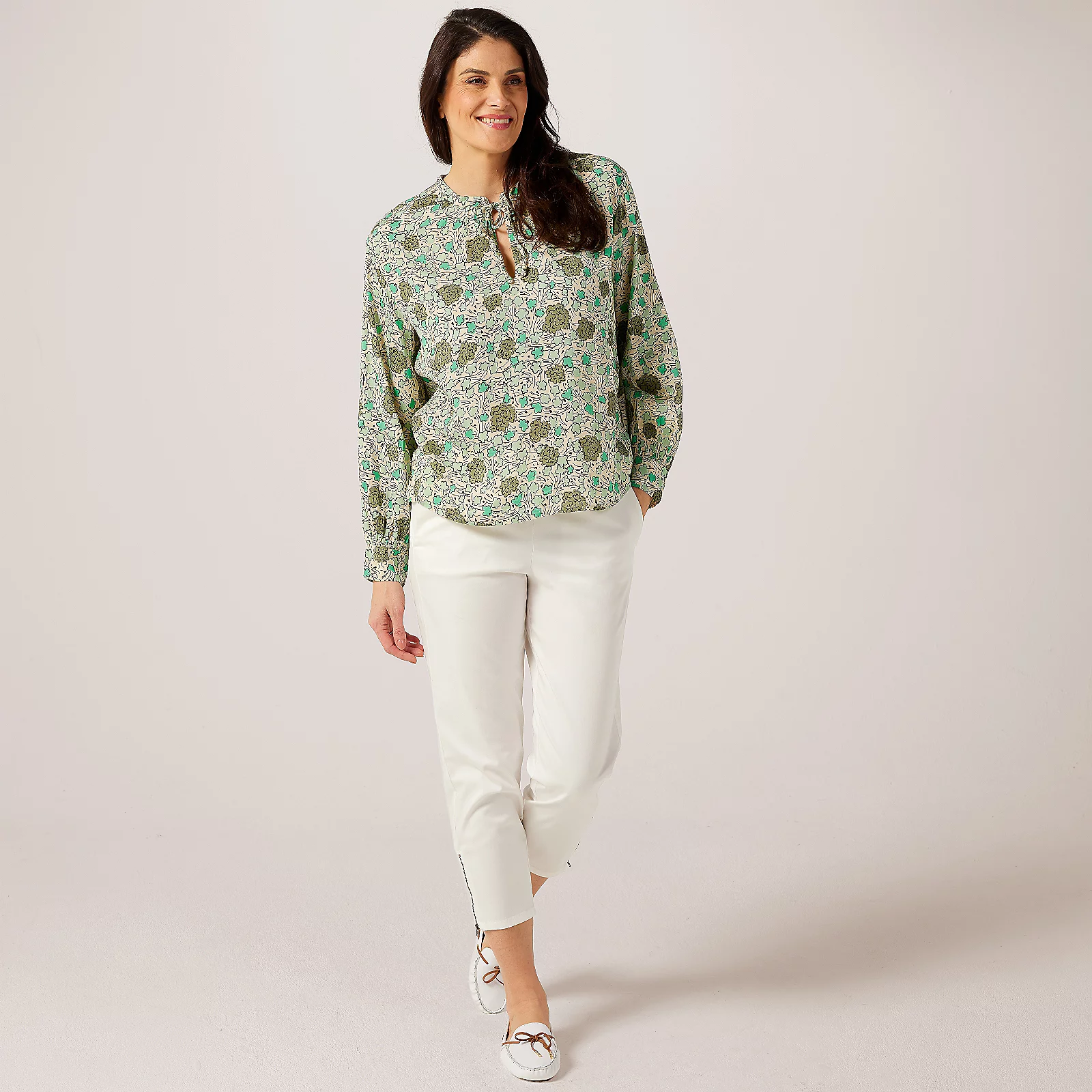 Masai Copenhagen Bonitai Printed Shantung Tie Neck Blouse