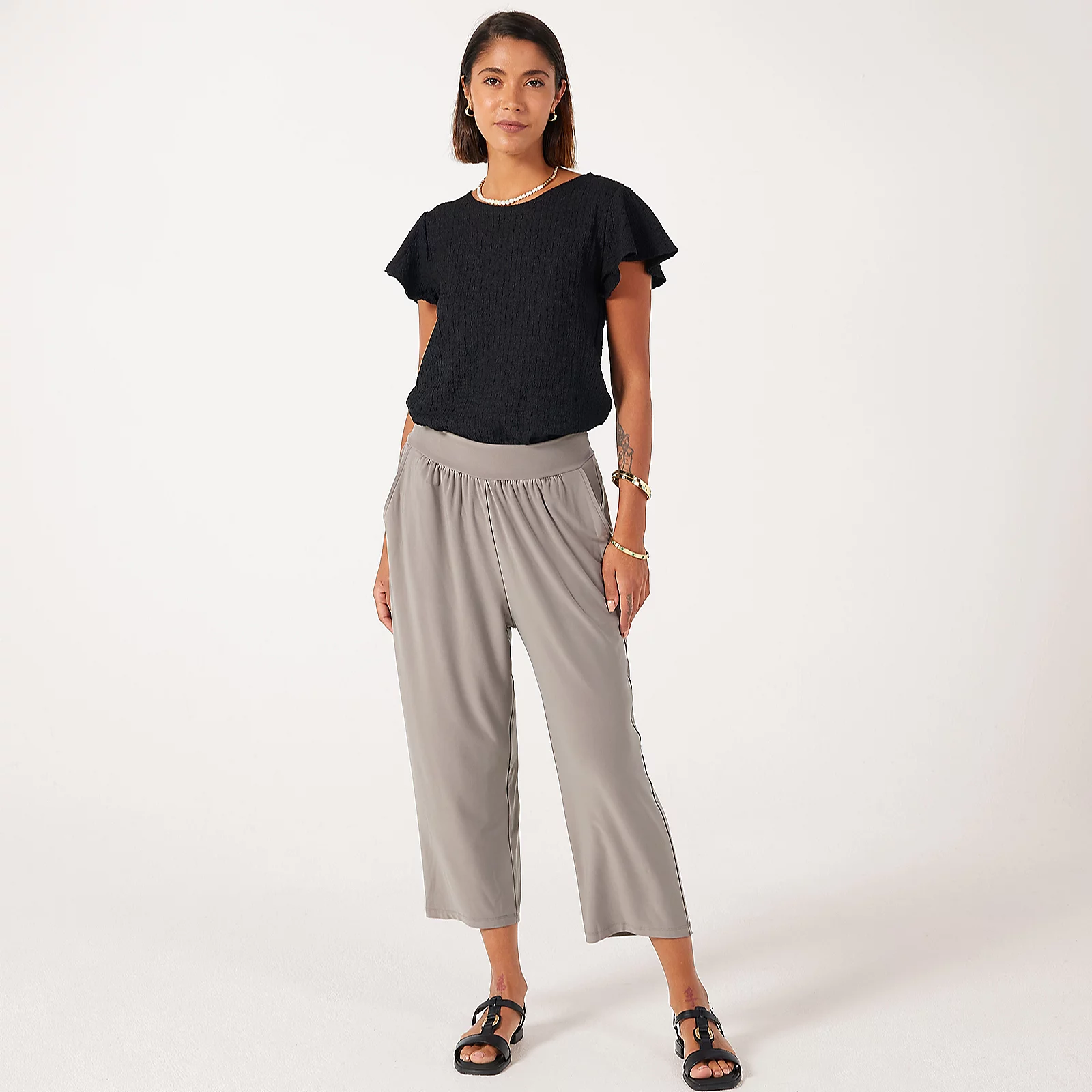 Kim & Co Deluxe Brazil Jersey Relaxed Cropped Trousers