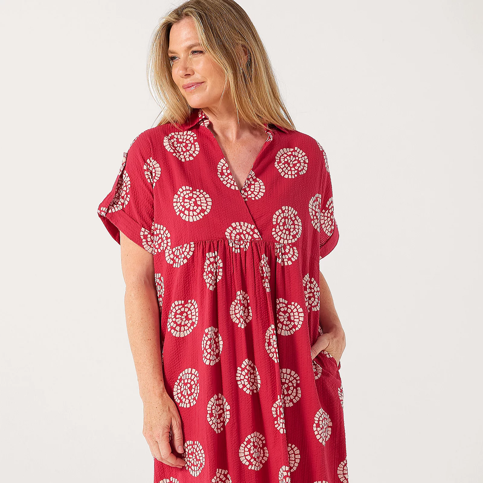 Masai Copenhagen Orsola Printed Seersucker 100% Cotton Loose Fit Dress
