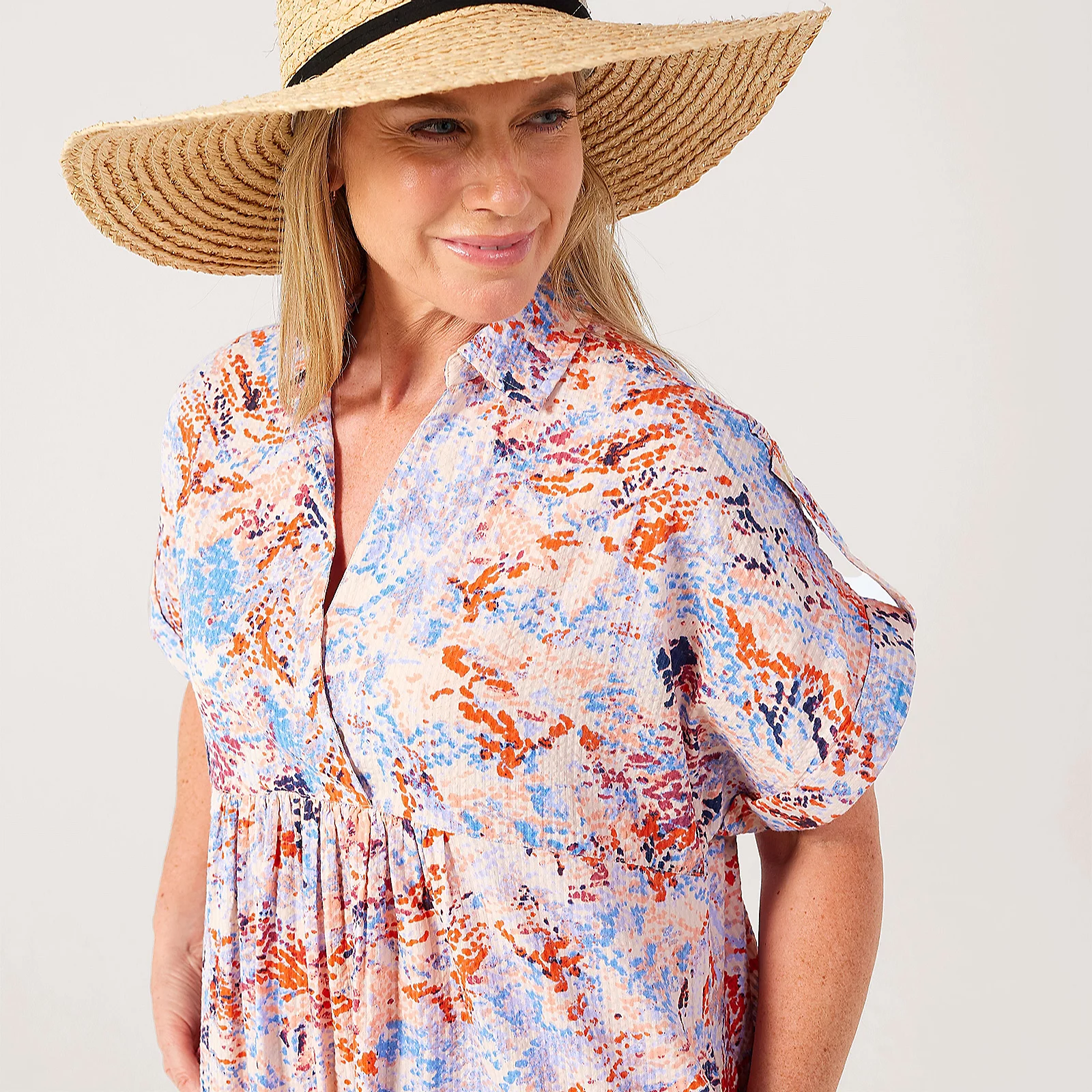 Masai Copenhagen Orsola Printed Seersucker 100% Cotton Loose Fit Dress 6 Masai Copenhagen Orsola Printed Seersucker 100% Cotton Loose Fit Dress