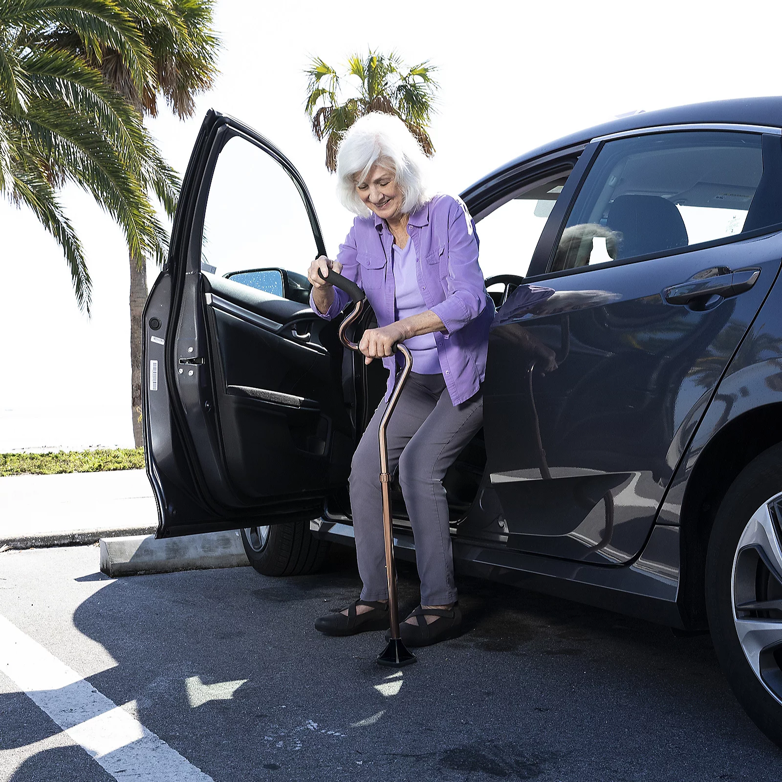 Strong Arm Comfort Cane with Standing Base & Light