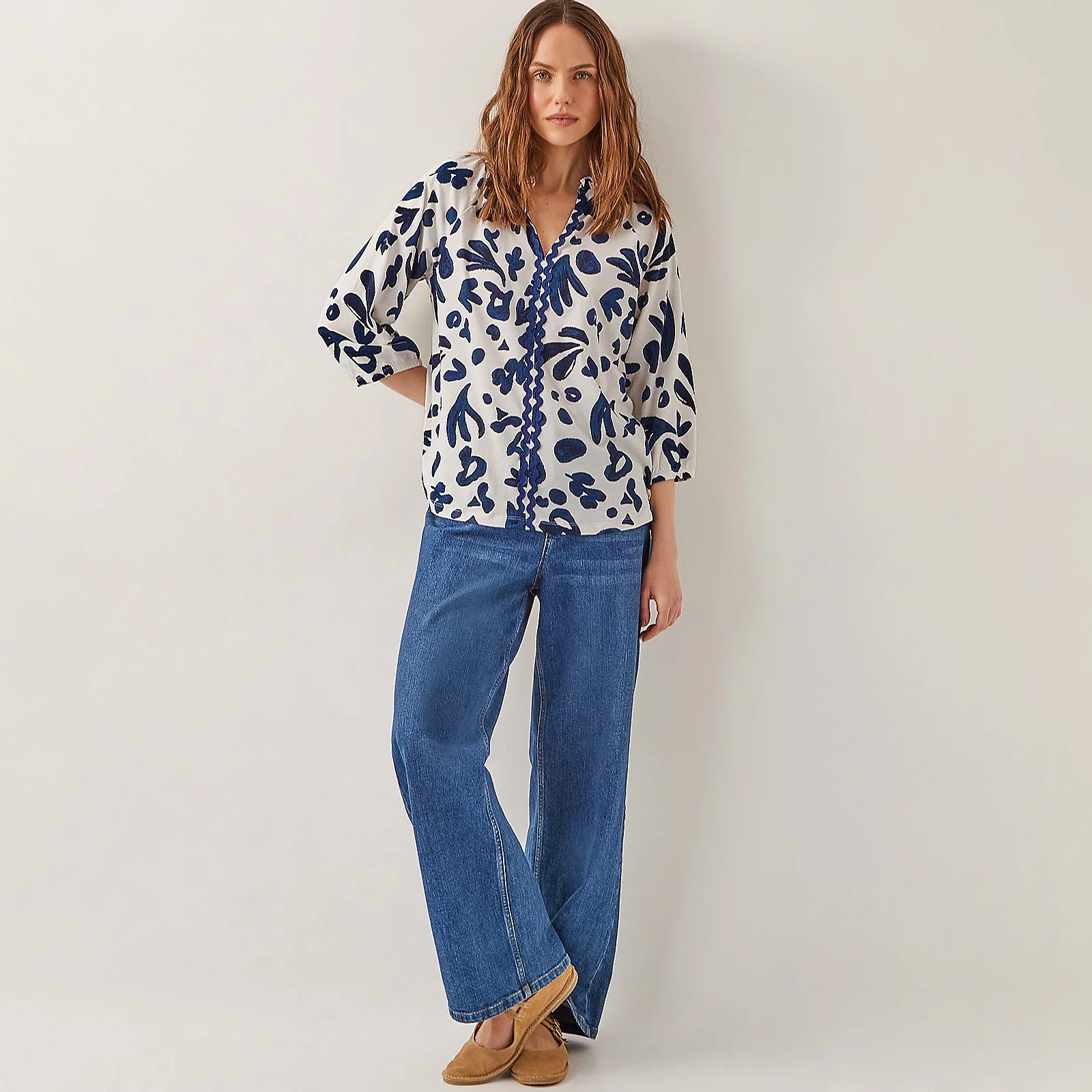 Monsoon Rosie Print Jersey Blouse