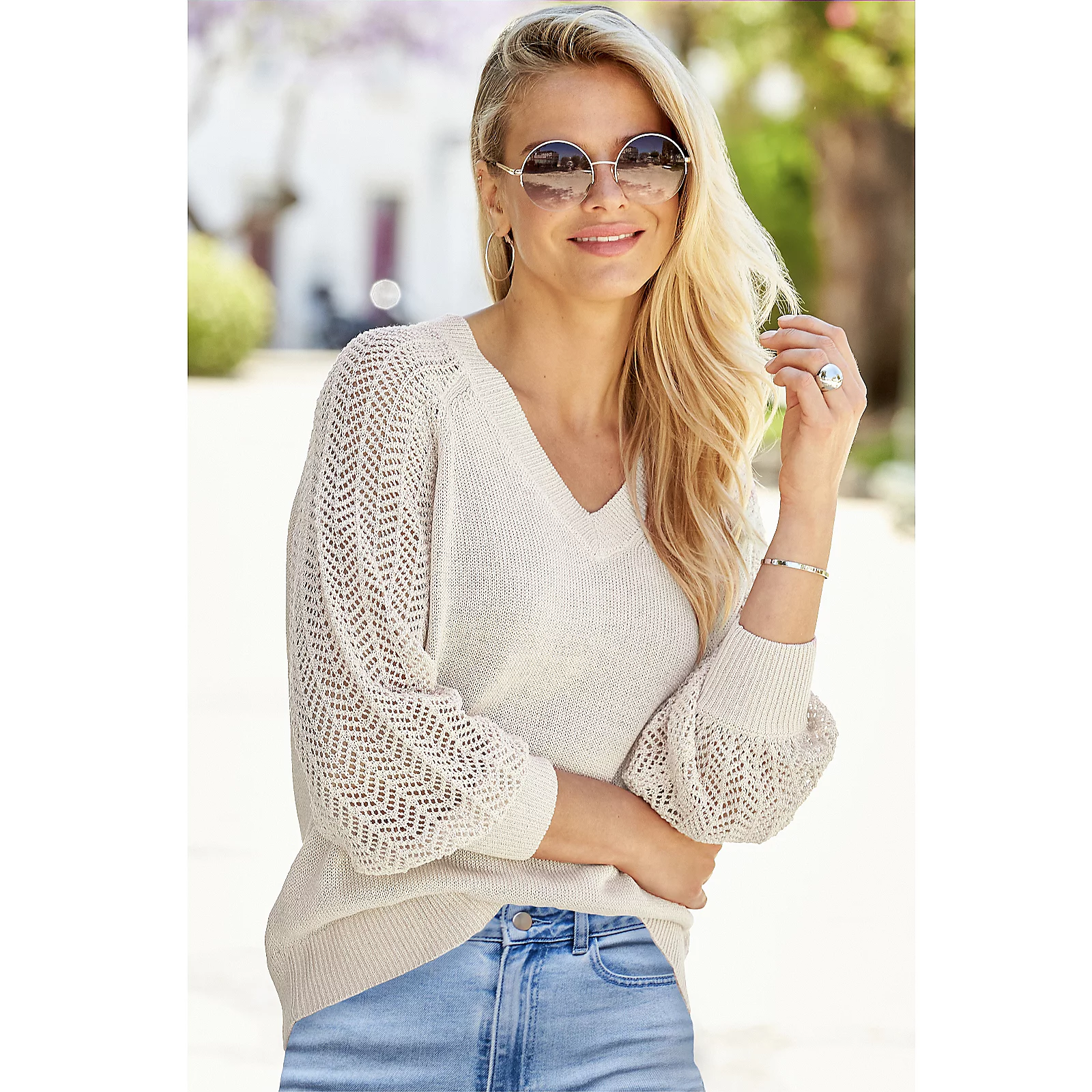 Sosandar Pointelle Sleeve Jumper 3 Sosandar Pointelle Sleeve Jumper