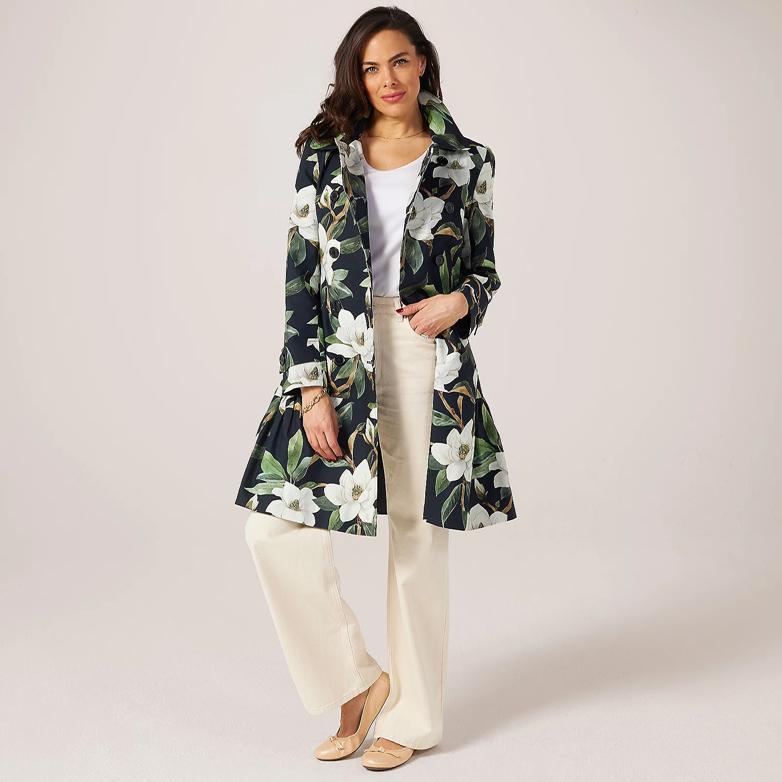 Helene Berman White Magnolia Purity & Perfection Frill Coat
