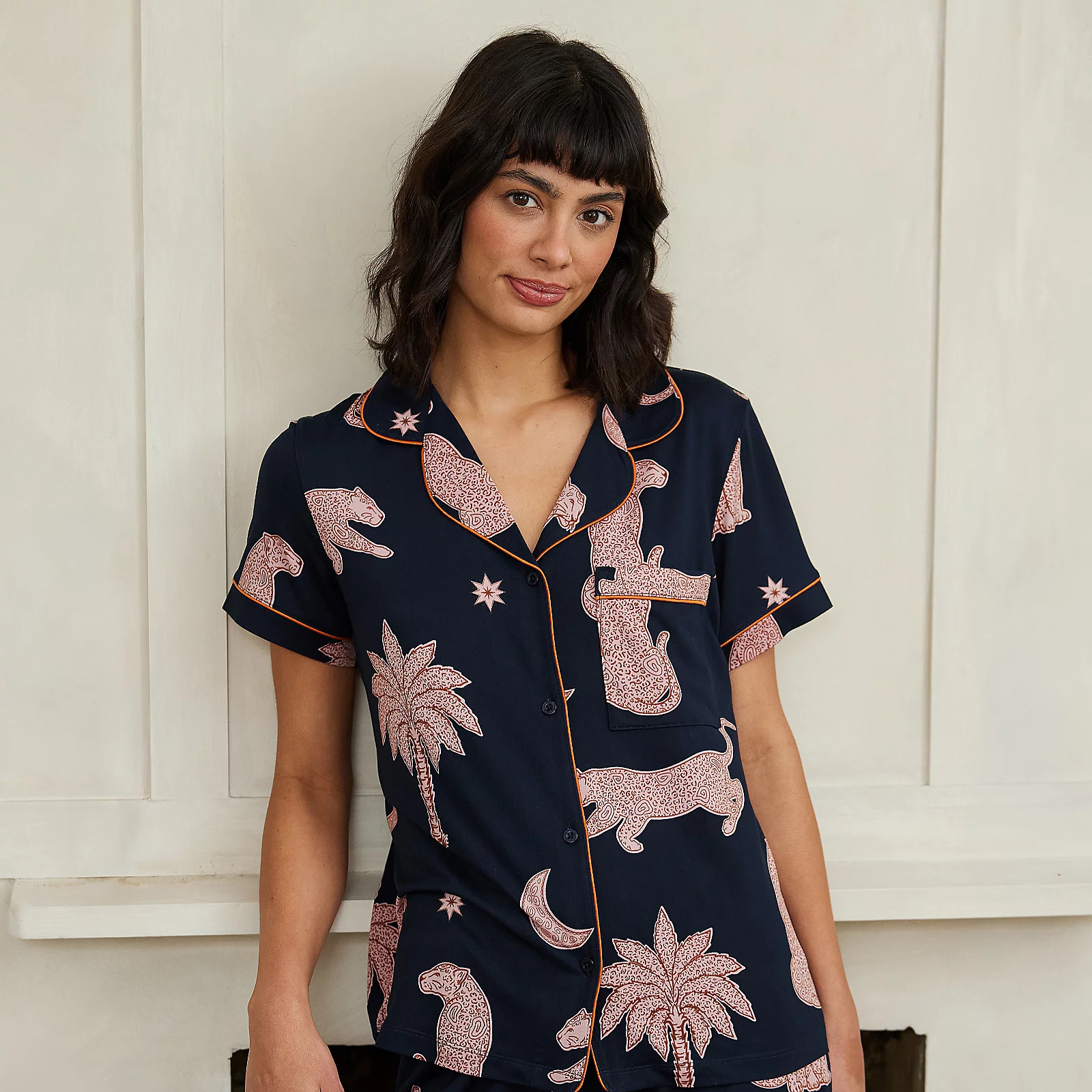 Chelsea Peers Leopard Button Up Short PJ Set
