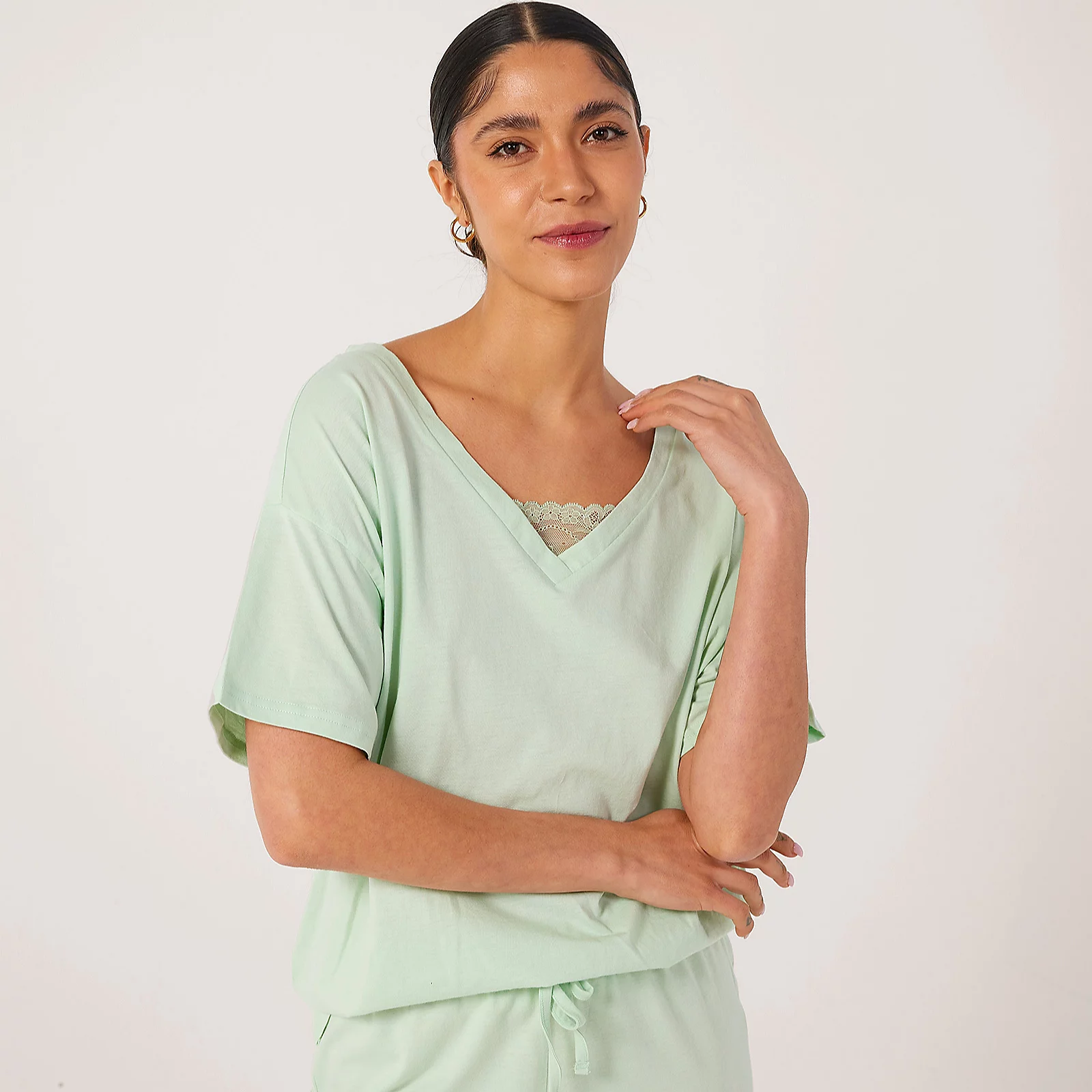 Cozee Home Lace Long PJ Set