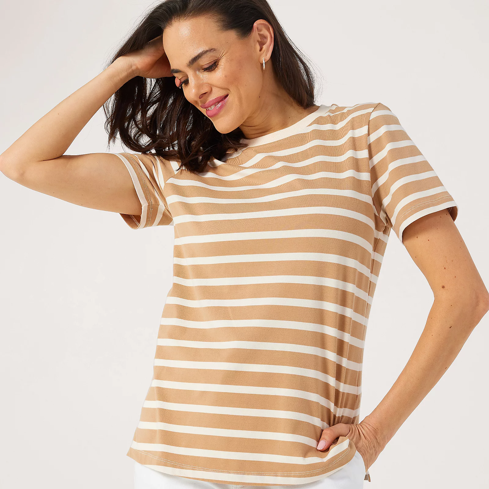 Denim & Co. Essentials Crew Neck Yarn Dyed Striped-Shirt 3 Denim & Co. Essentials Crew Neck Yarn Dyed Striped-Shirt