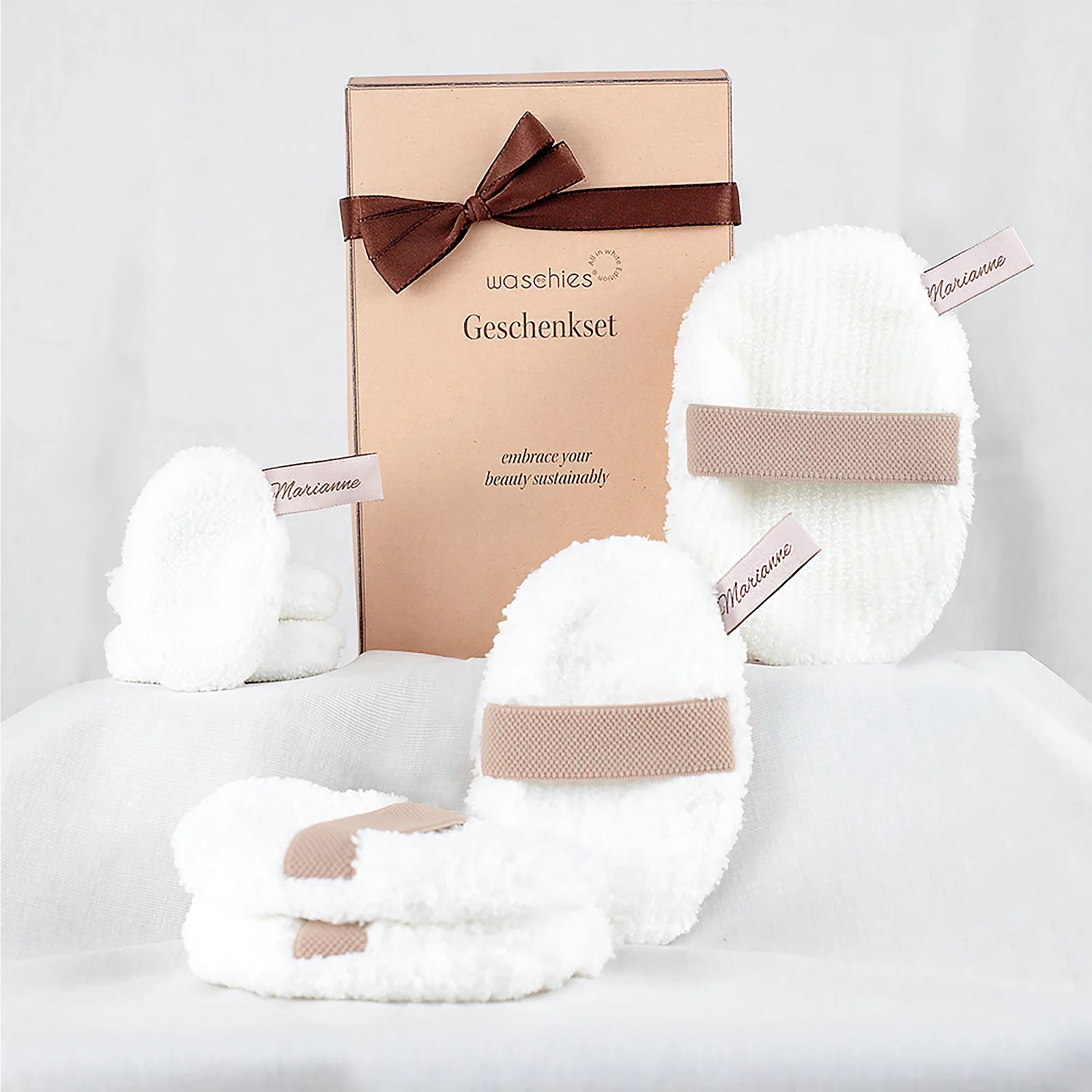 Waschies All White Edition Face & Body Cleansing 7 Piece Set