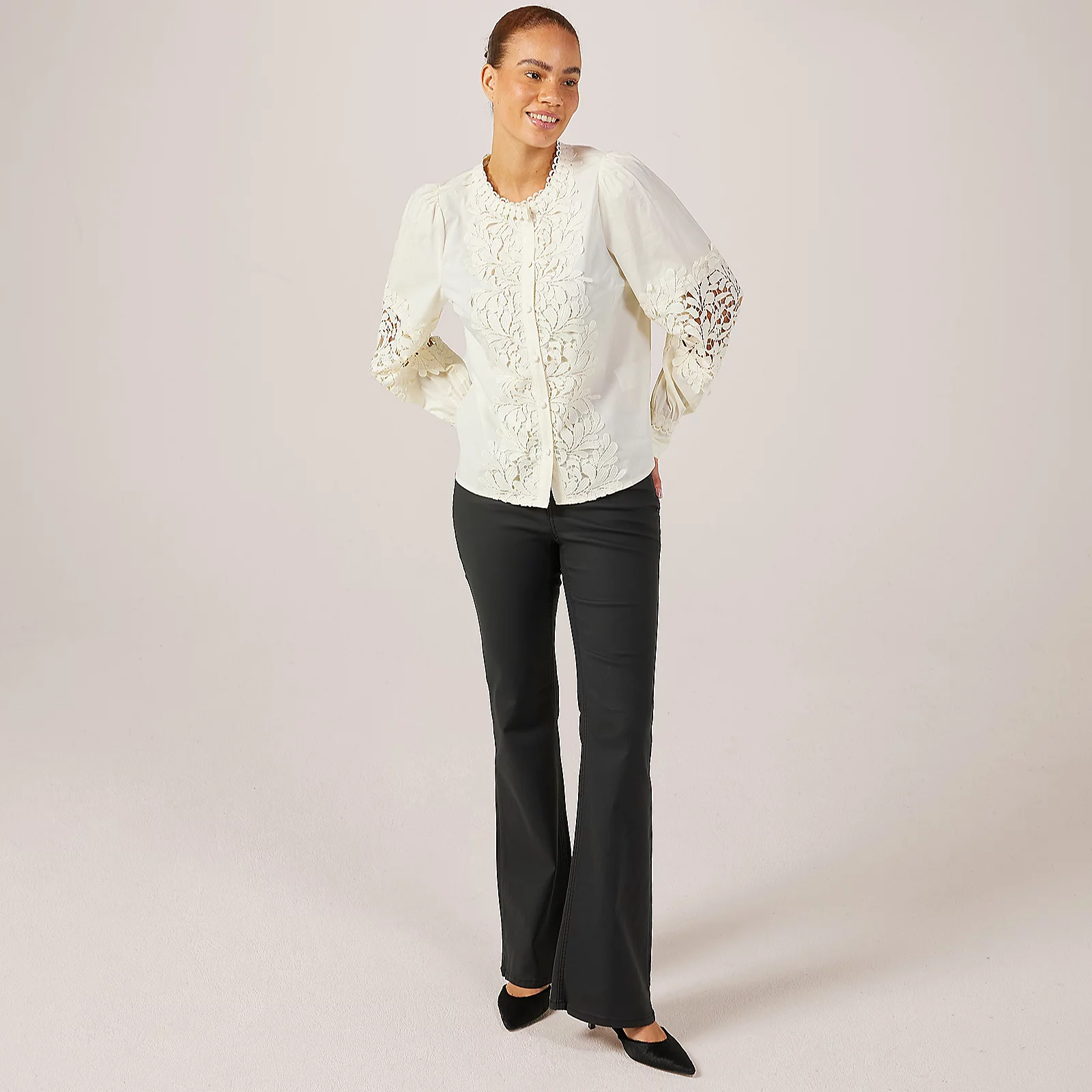 YAS Semira Lace Sleeve Detail Shirt