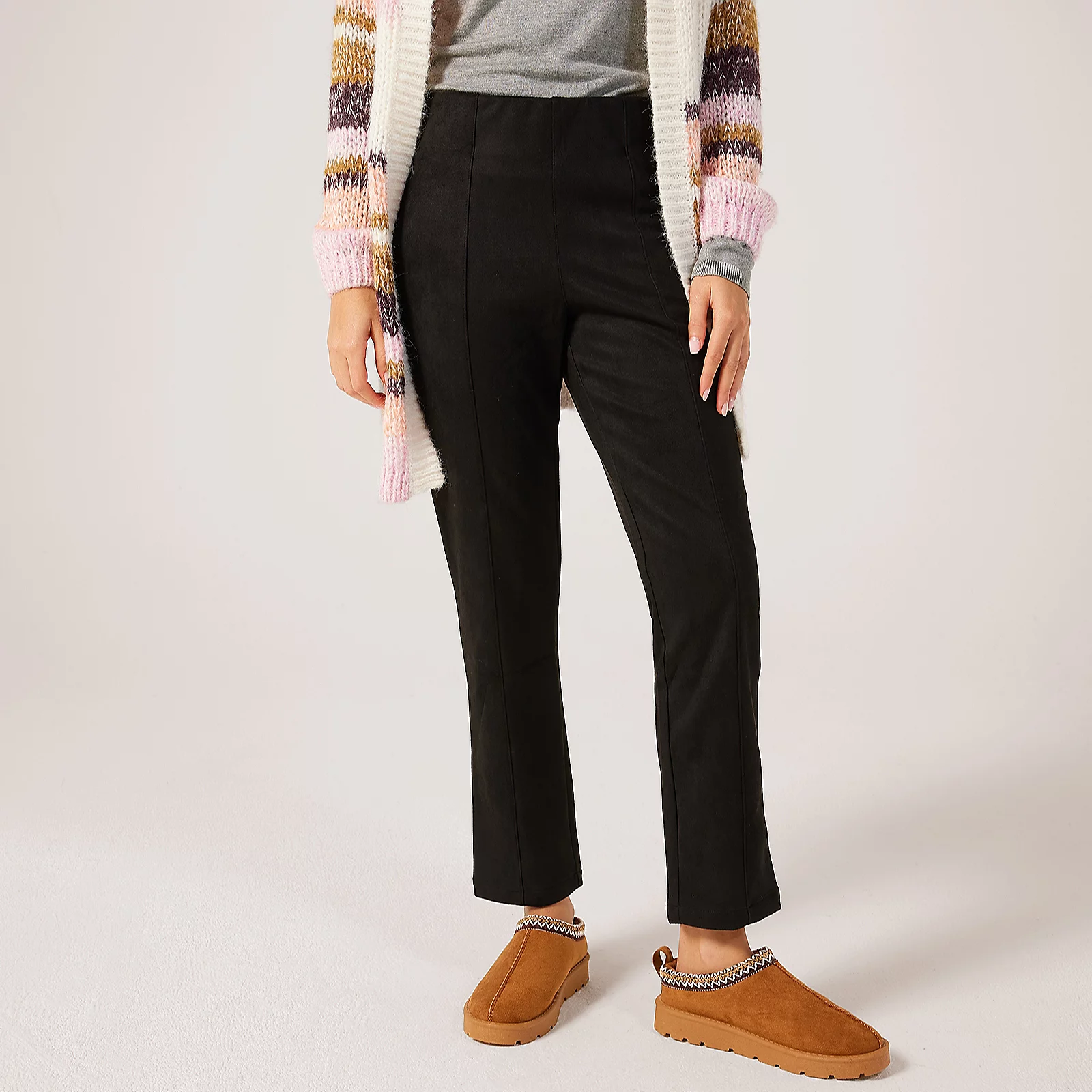 Denim & Co. Heritage Faux Suede Slim Straight Leg Ankle Pant