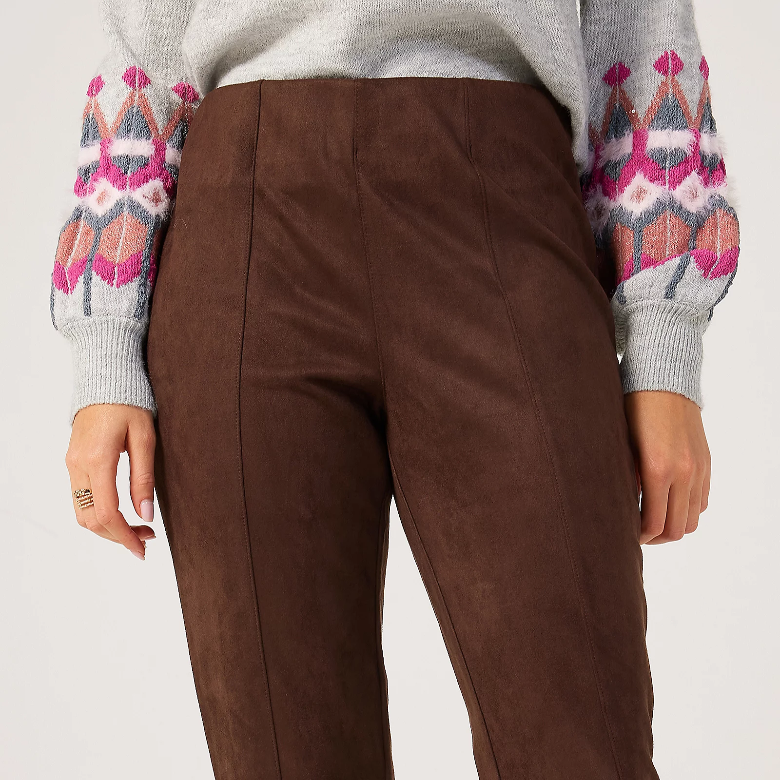 Denim & Co. Heritage Faux Suede Slim Straight Leg Ankle Pant 5 Denim & Co. Heritage Faux Suede Slim Straight Leg Ankle Pant