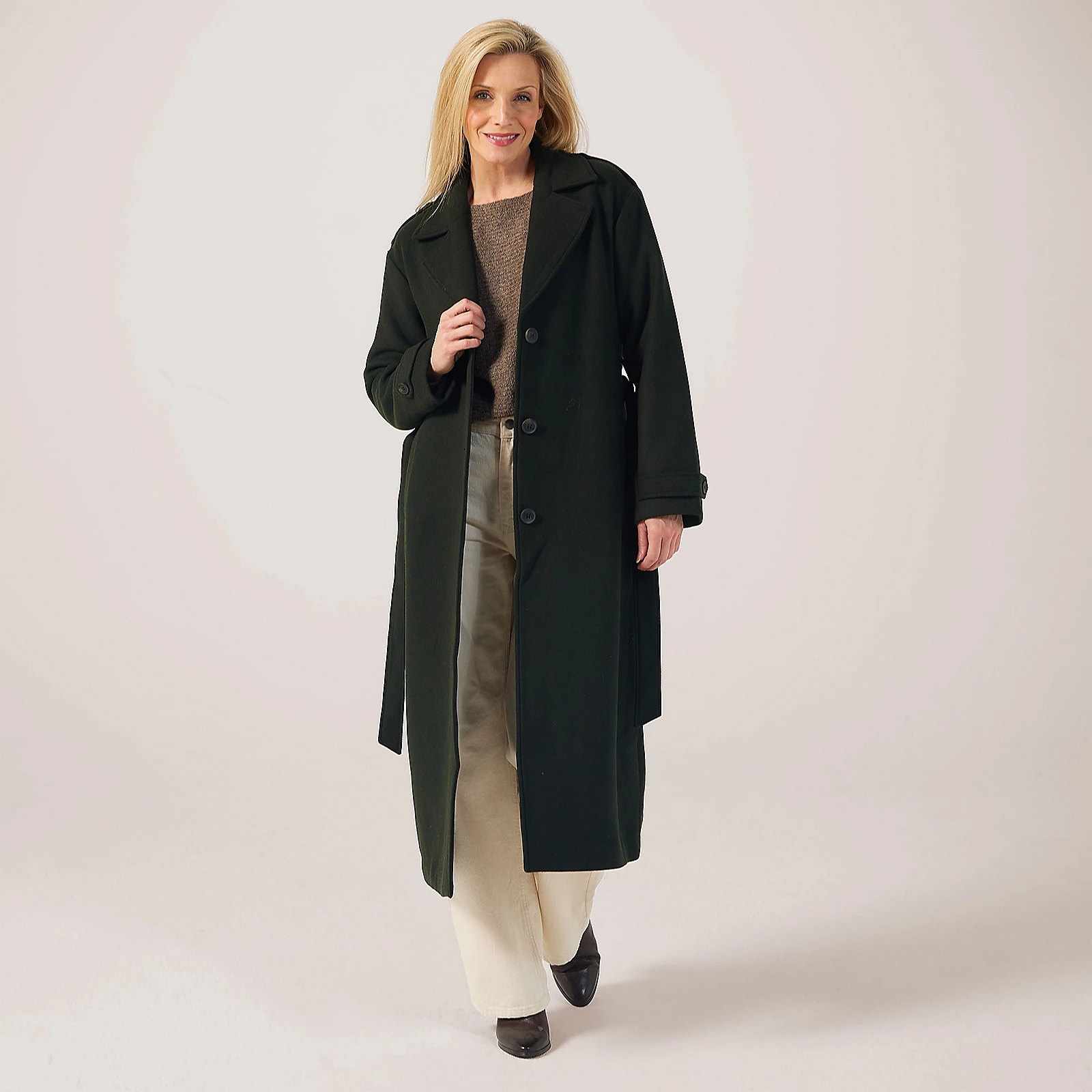 ONLY Long Belted Wool Trench Coat