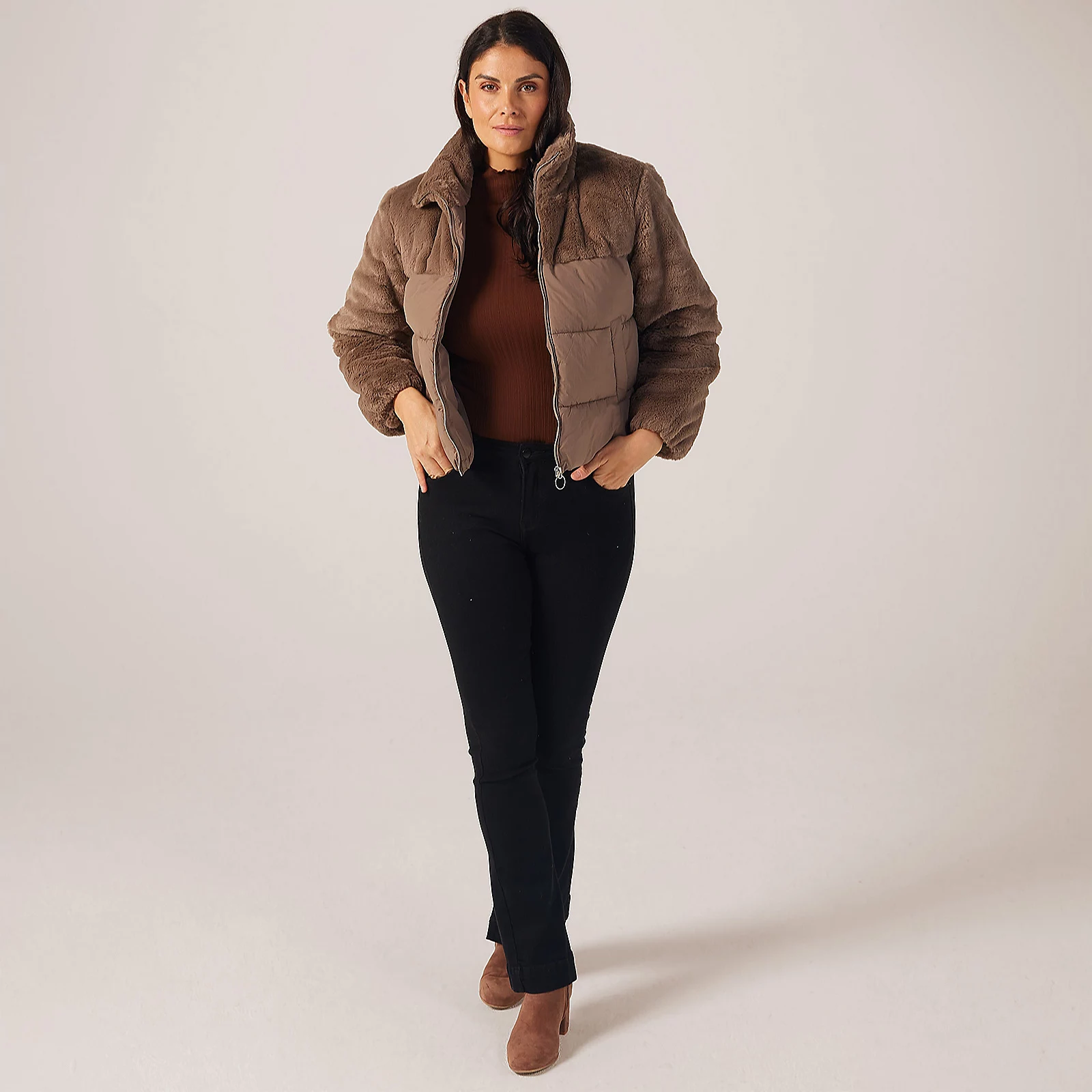 Only Mixed Media Puffer Jacket