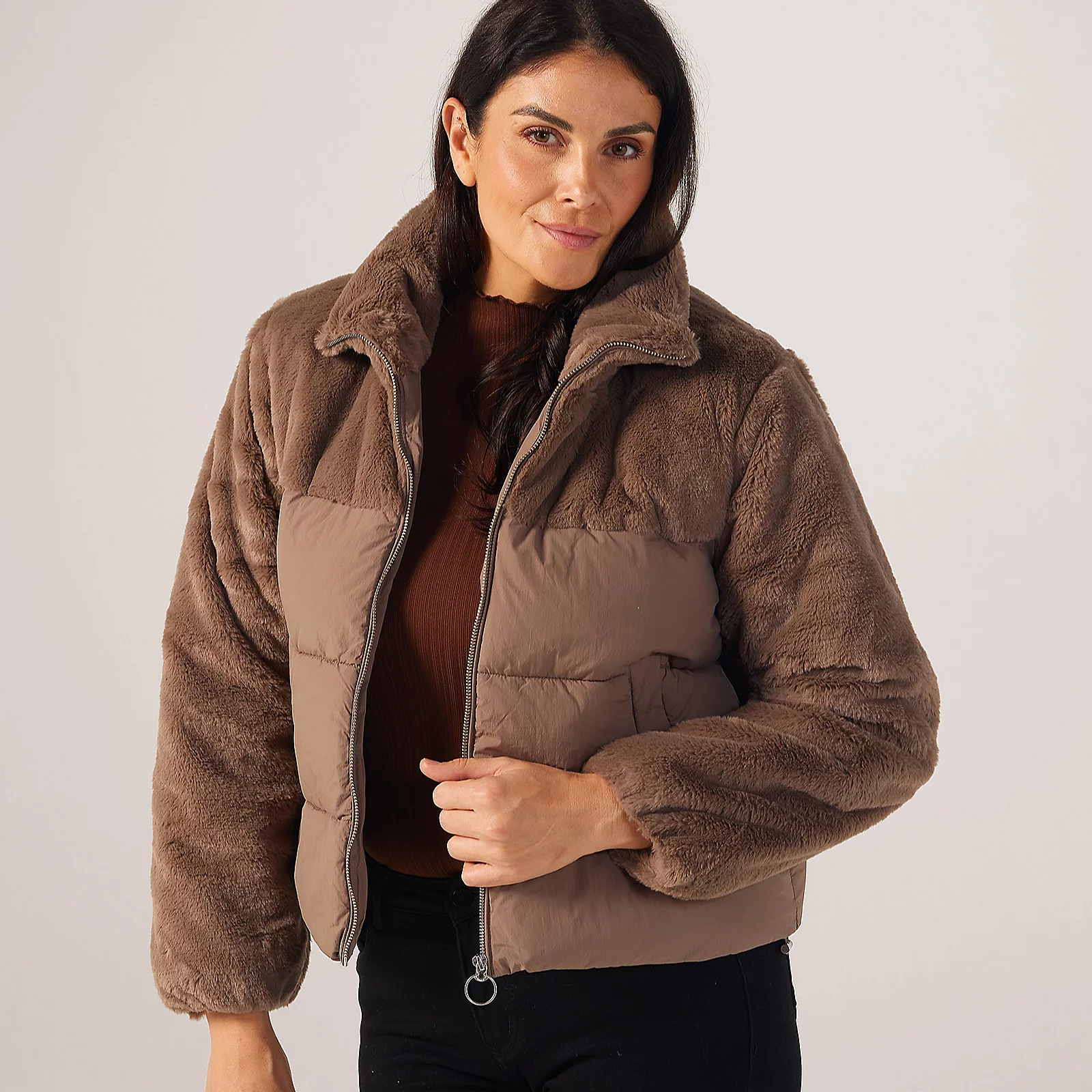 Only Mixed Media Puffer Jacket 3 Only Mixed Media Puffer Jacket