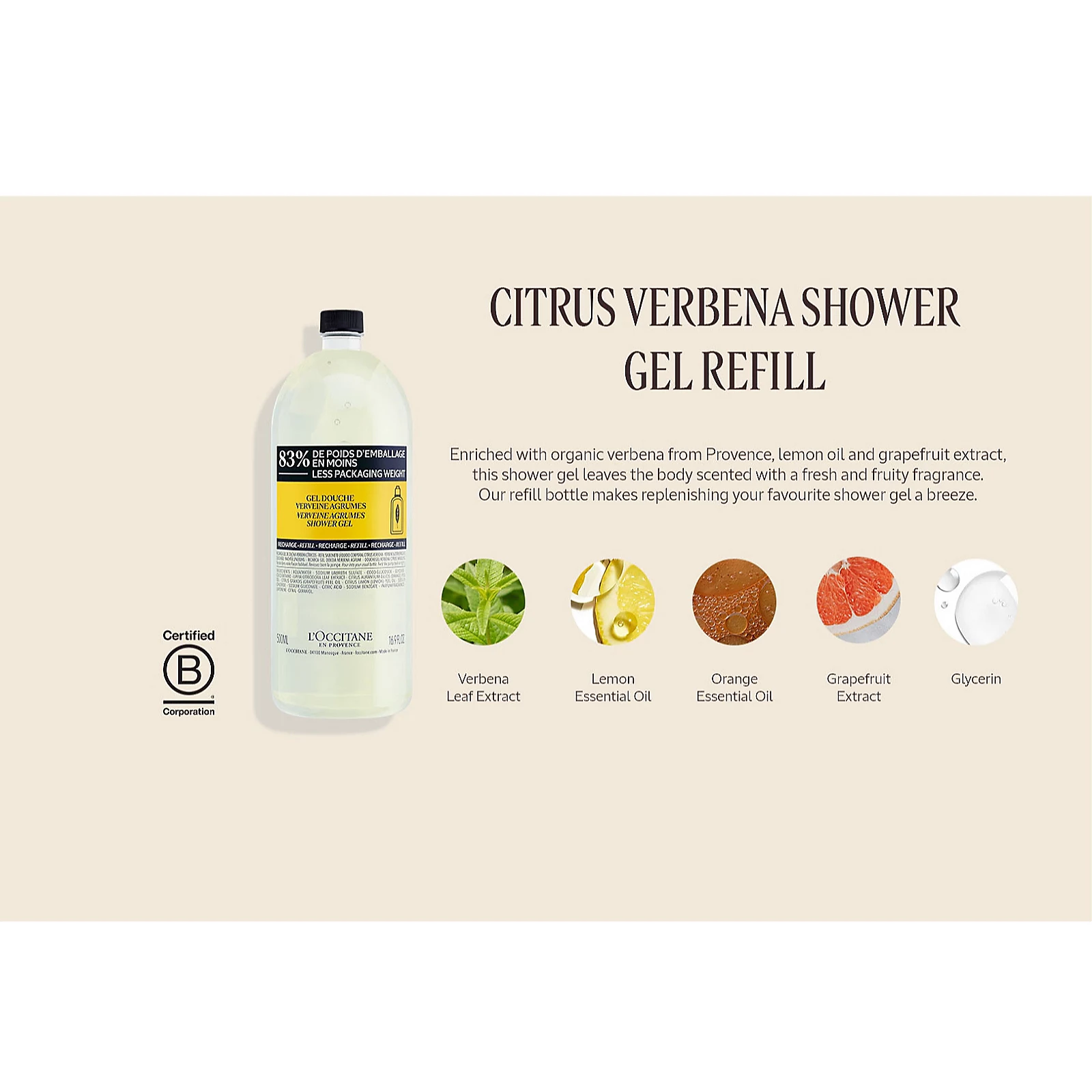 L'Occitane Fresh Shower Gel Eco Refill 500ml