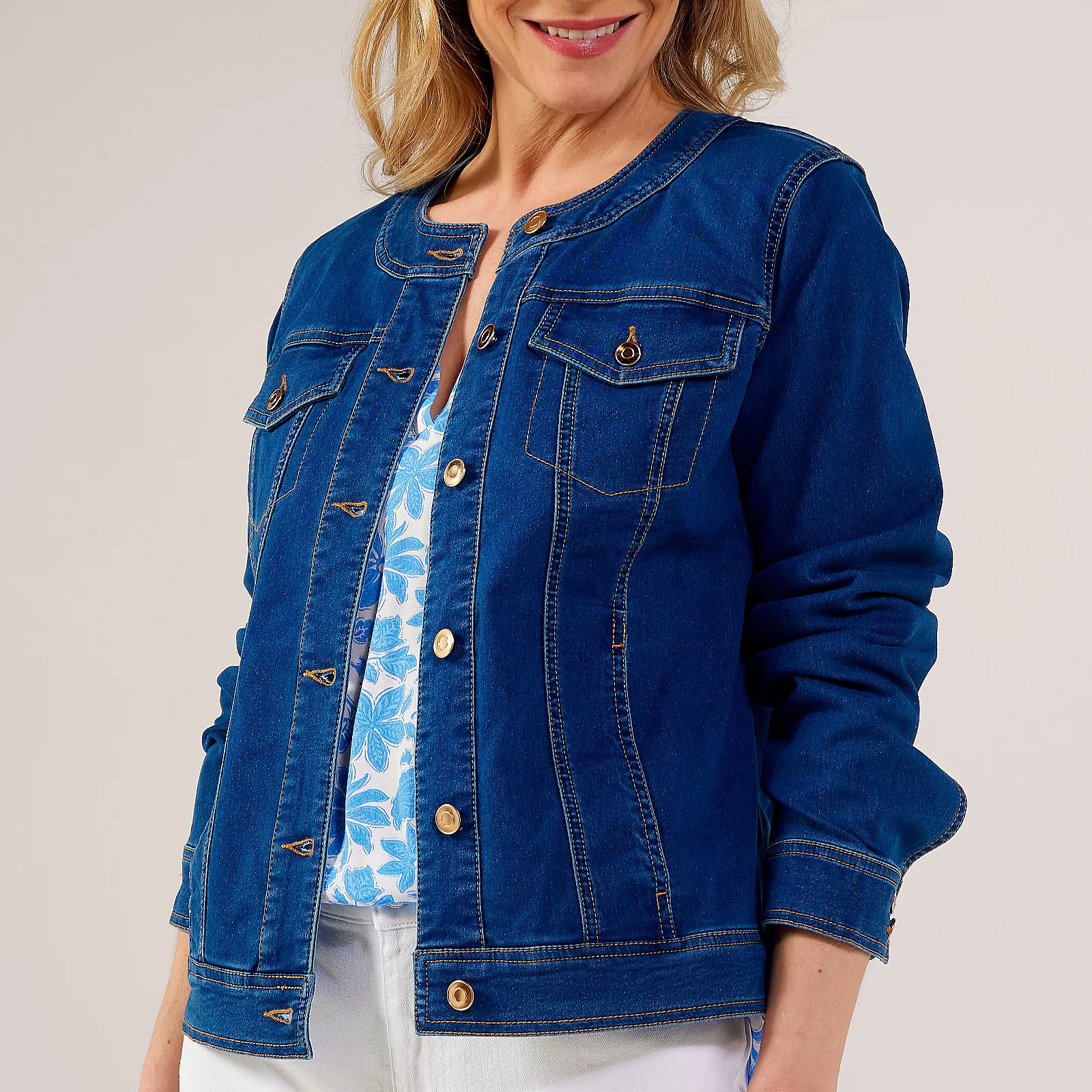 Ruth Langsford Collarless Denim Jacket