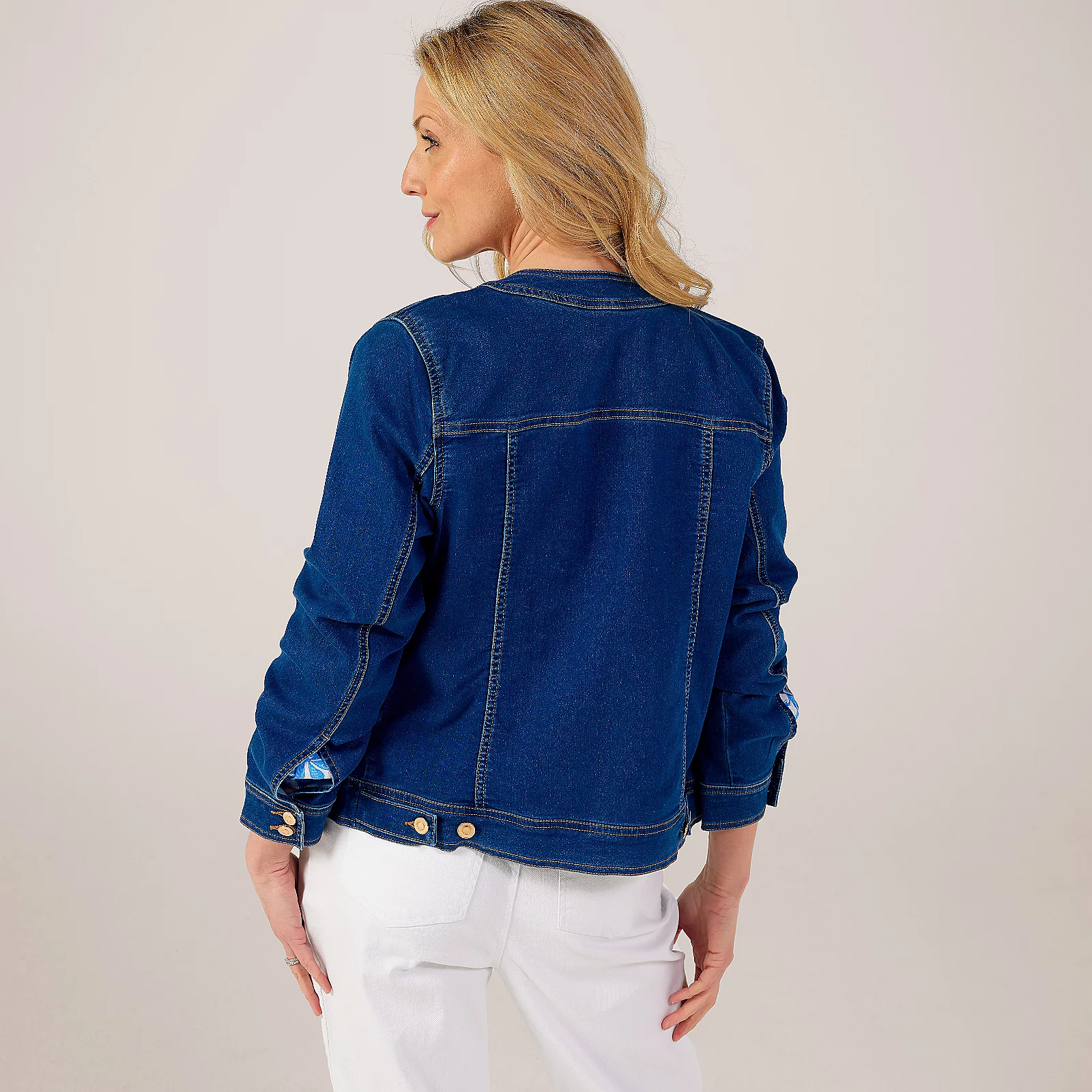 Ruth Langsford Collarless Denim Jacket 4 Ruth Langsford Collarless Denim Jacket