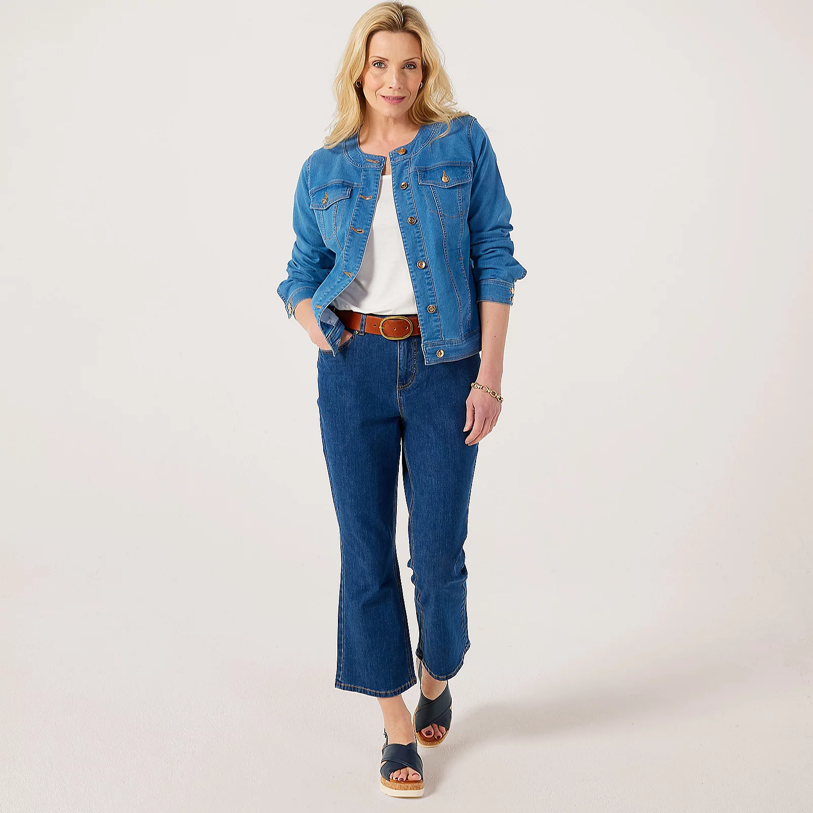 Ruth Langsford Collarless Denim Jacket 6 Ruth Langsford Collarless Denim Jacket