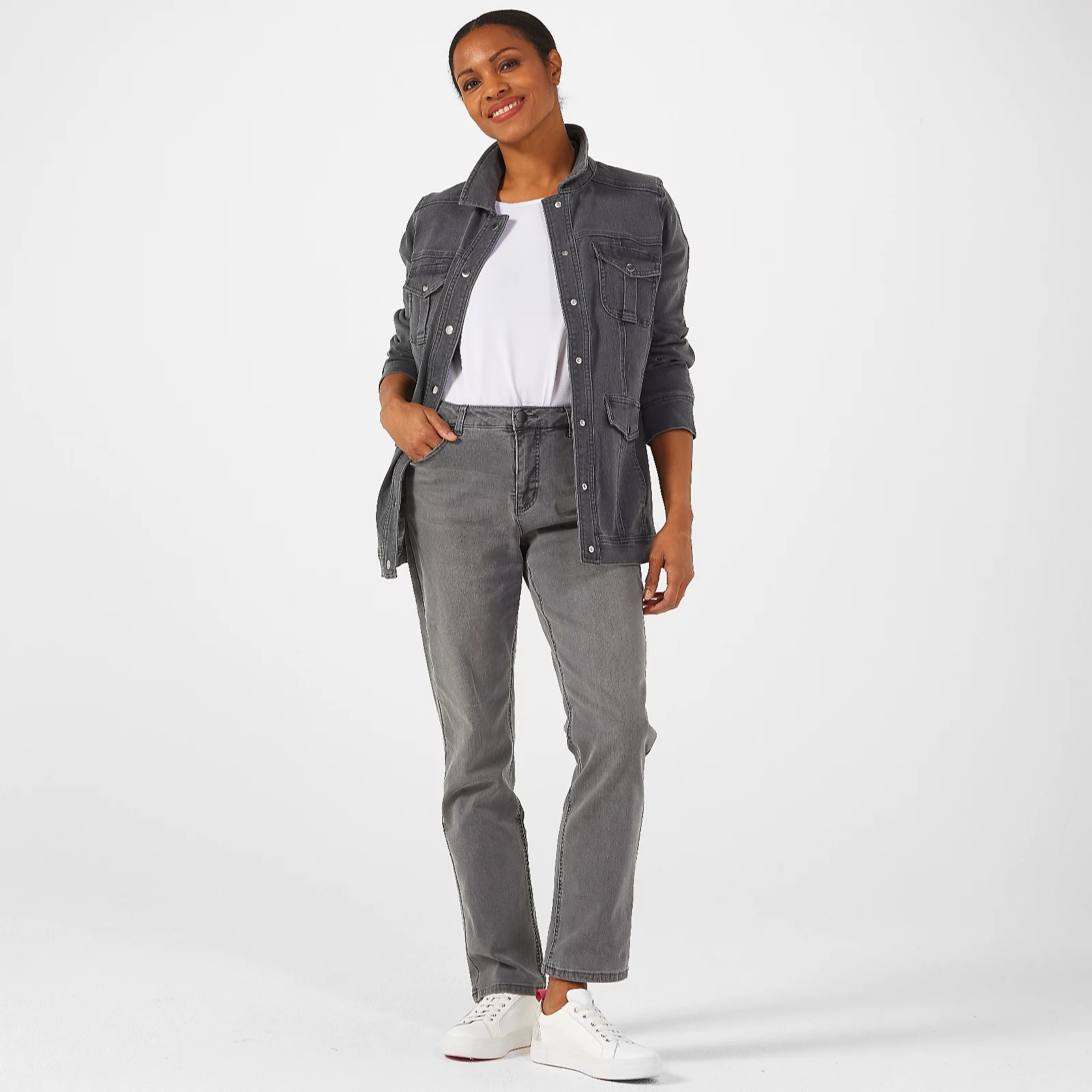 Ruth Langsford Grey straight leg Jean Petite