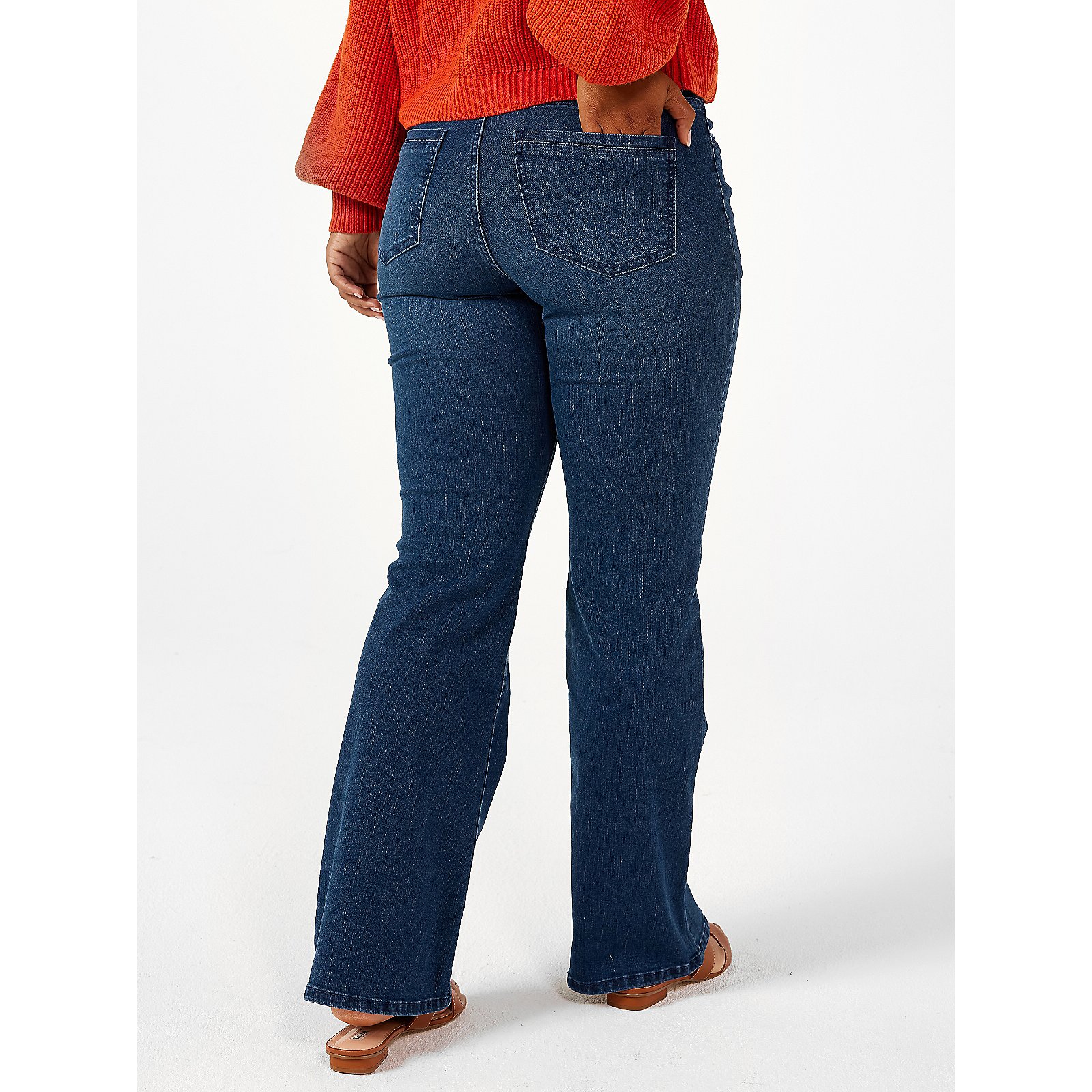 MarlaWynne Denim Seamed Flared Leg Jean Petite