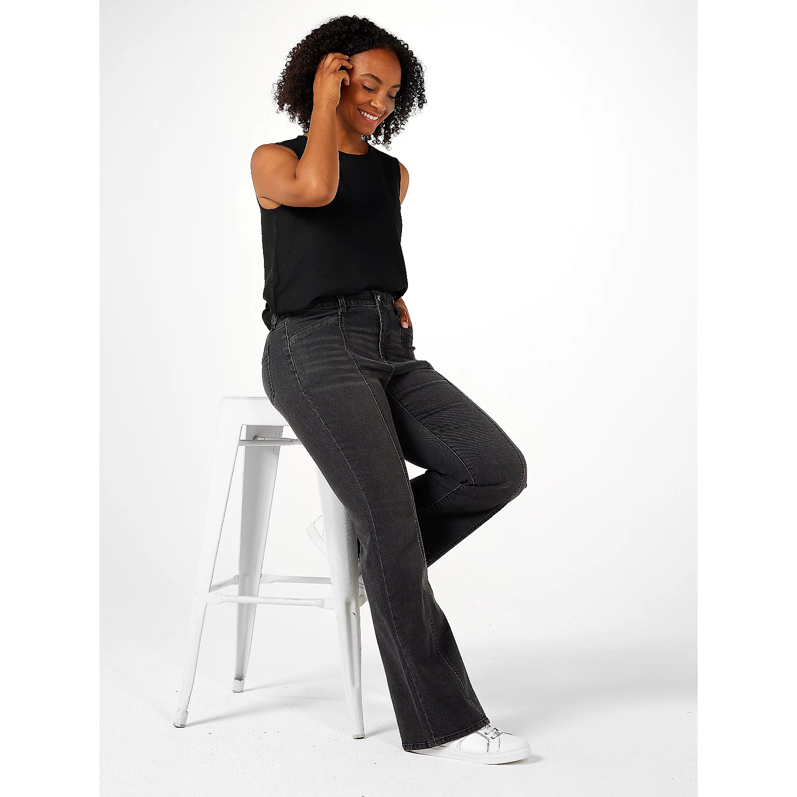 MarlaWynne Denim Seamed Flared Leg Jean Standard