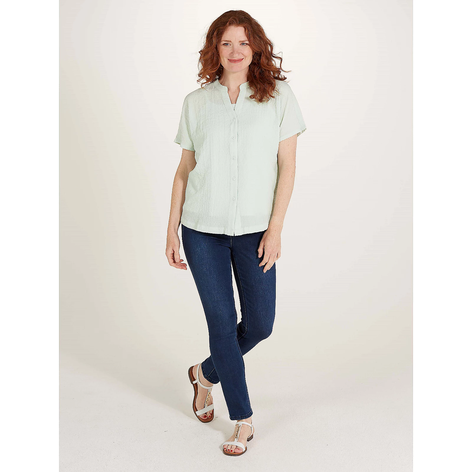 Denim & Co. Crinkle Shirt with Cami