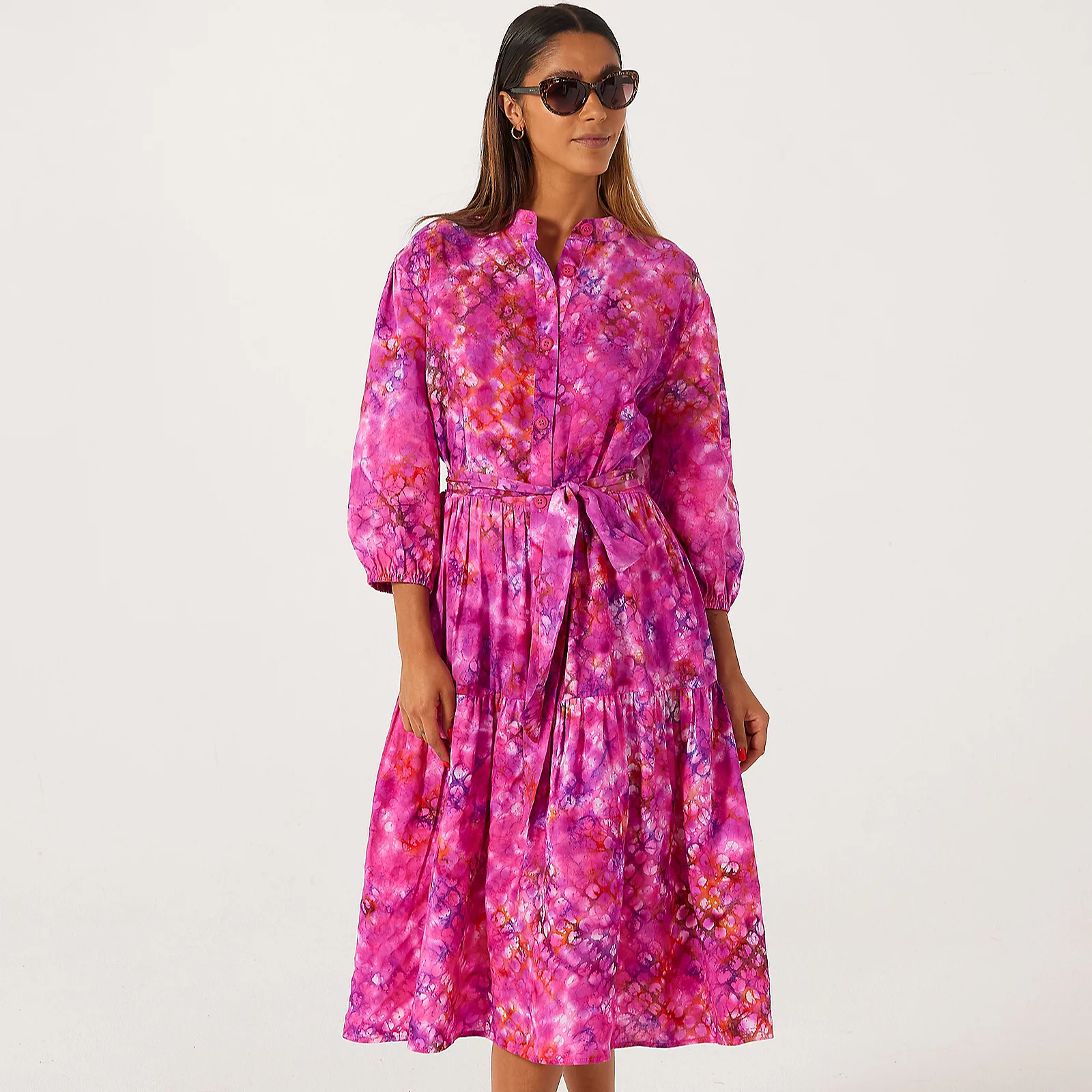 Helene Berman Cassie Printed Viscose Pink Dress