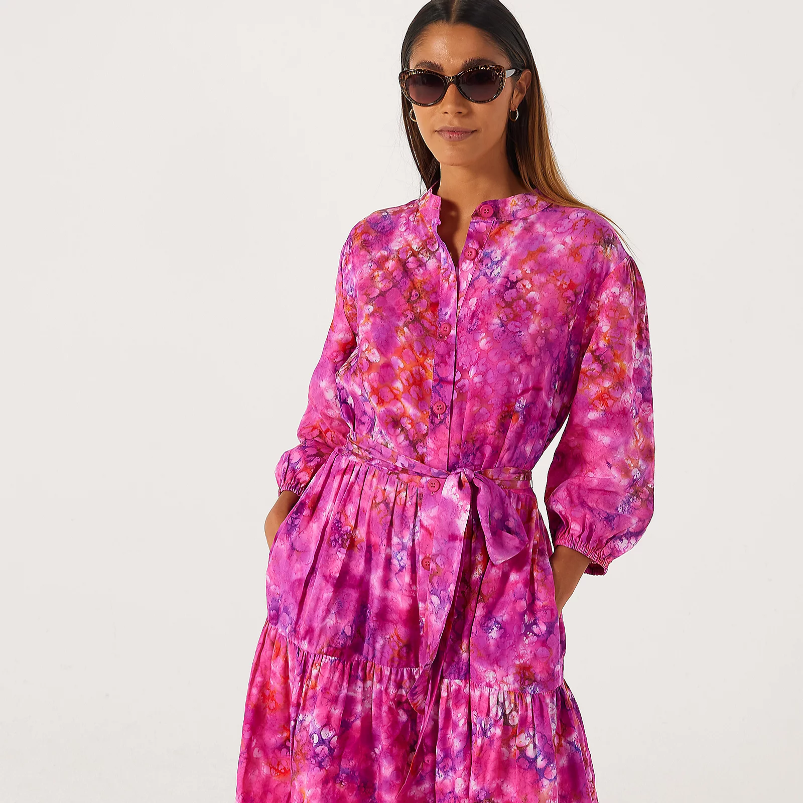 Helene Berman Cassie Printed Viscose Pink Dress 3 Helene Berman Cassie Printed Viscose Pink Dress