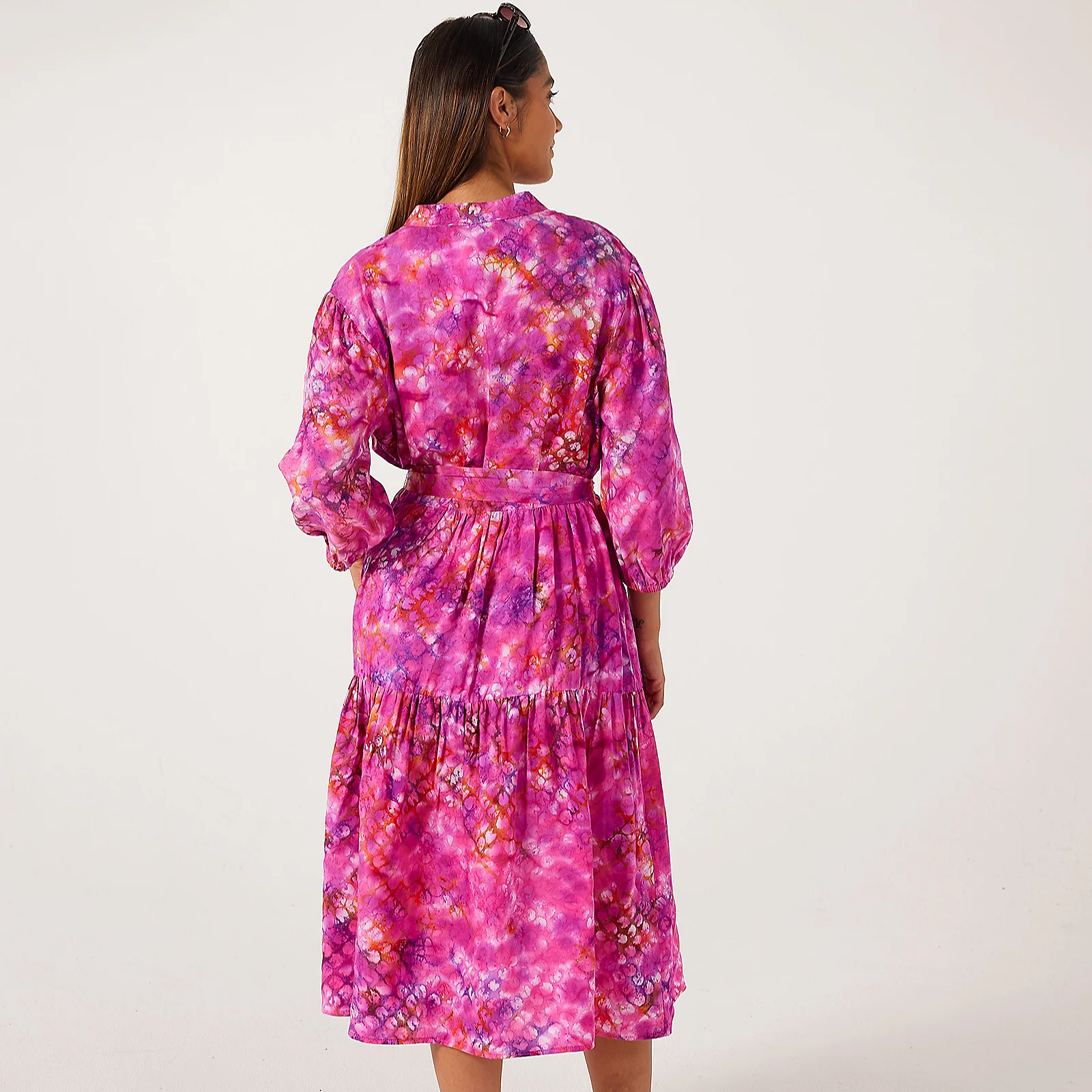 Helene Berman Cassie Printed Viscose Pink Dress 4 Helene Berman Cassie Printed Viscose Pink Dress