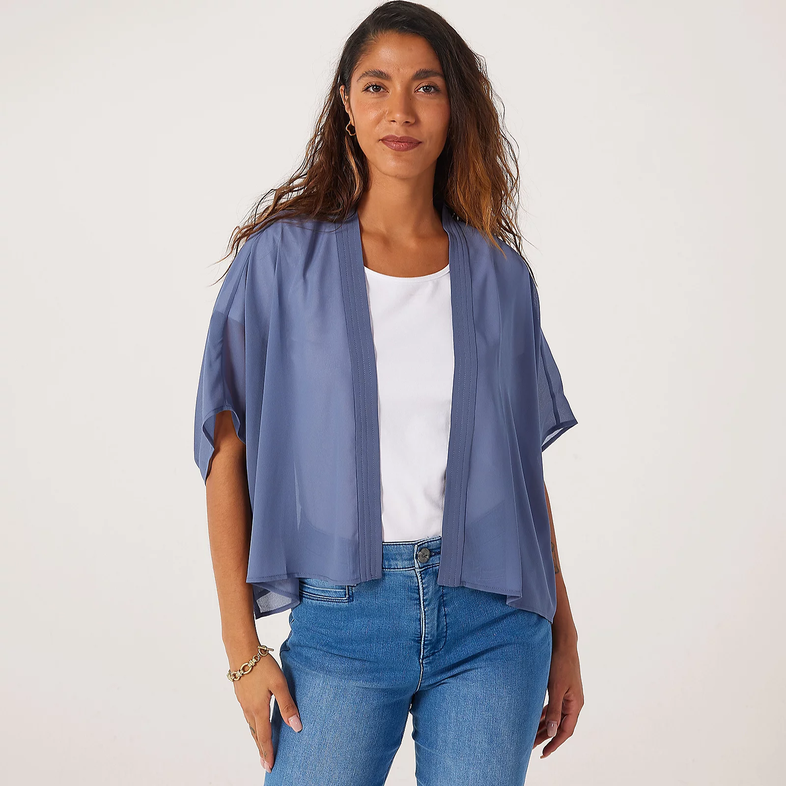 MarlaWynne Collection Chiffon Overlay Open Cardigan 4 MarlaWynne Collection Chiffon Overlay Open Cardigan