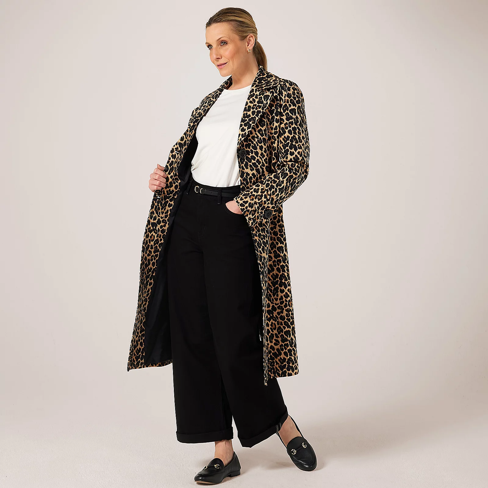 Helene Berman Animal Print Trench Coat