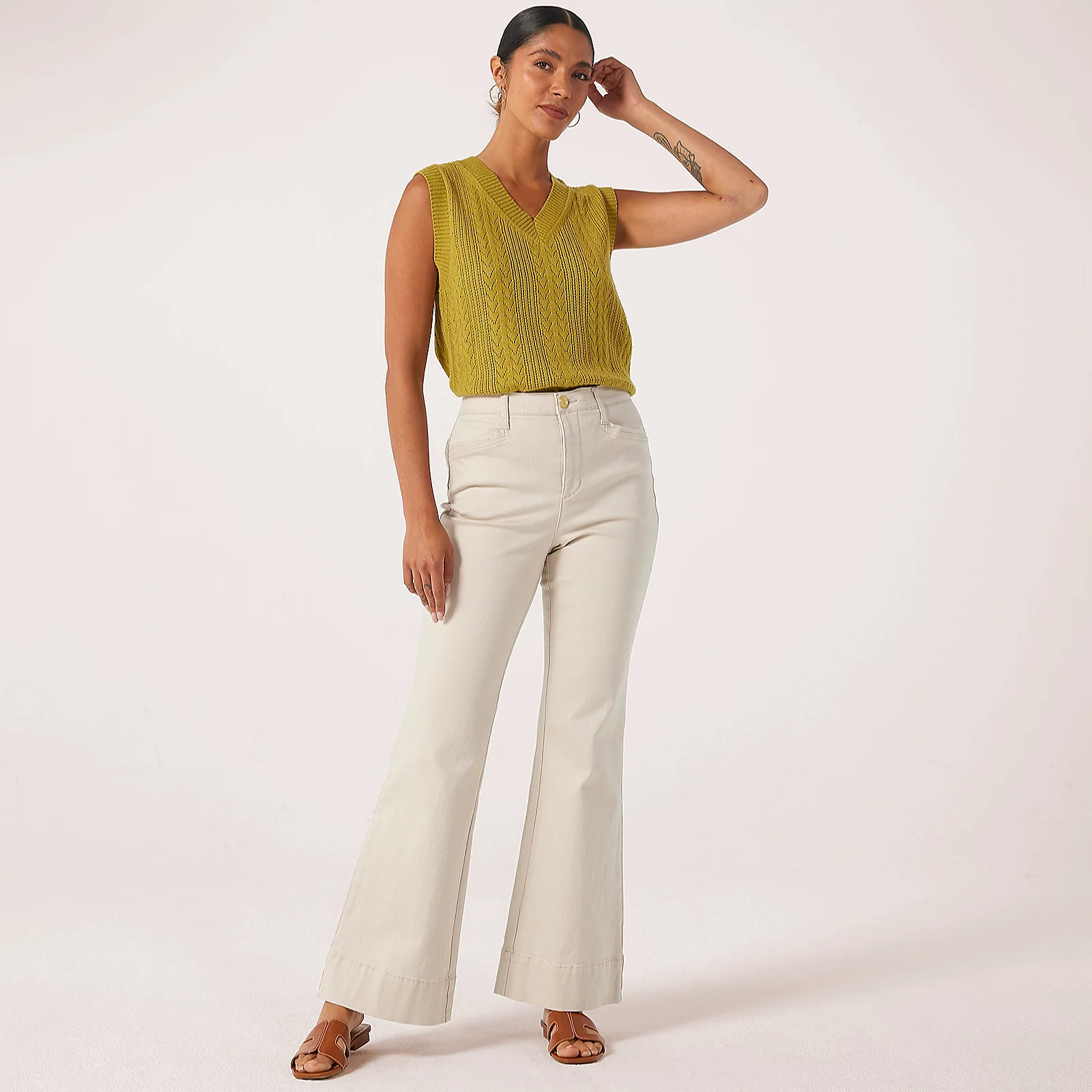MarlaWynne Denim Flared Core Jean Trousers