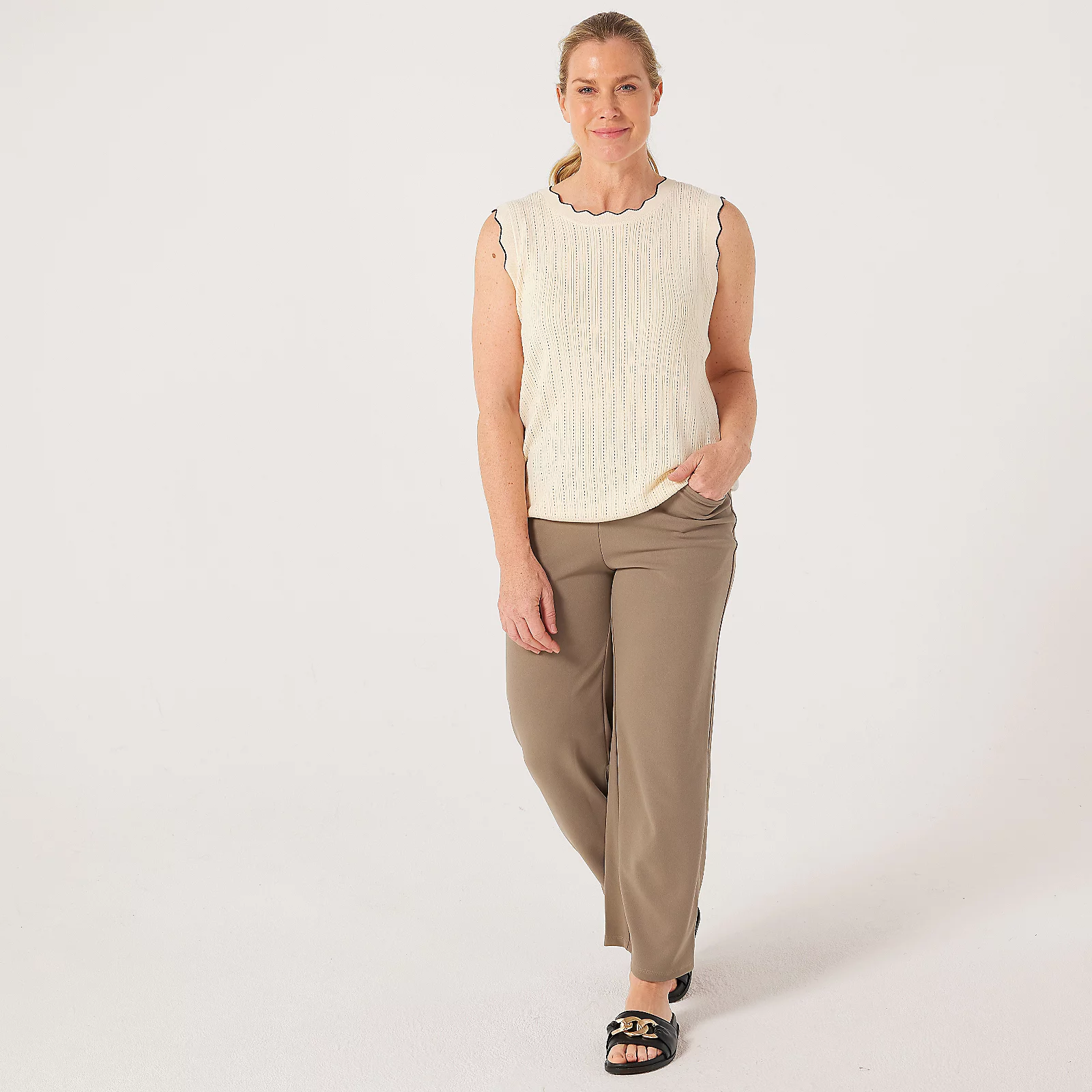 Denim & Co. Knitted Vest with Scalloped Edge 4 Denim & Co. Knitted Vest with Scalloped Edge