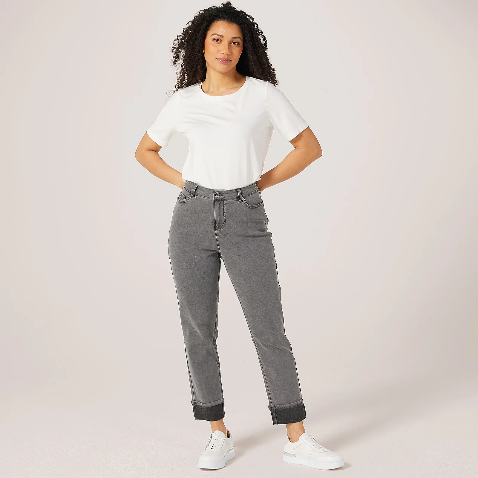 Ruth Langsford Grey Wash Turn Up Jeans Standard