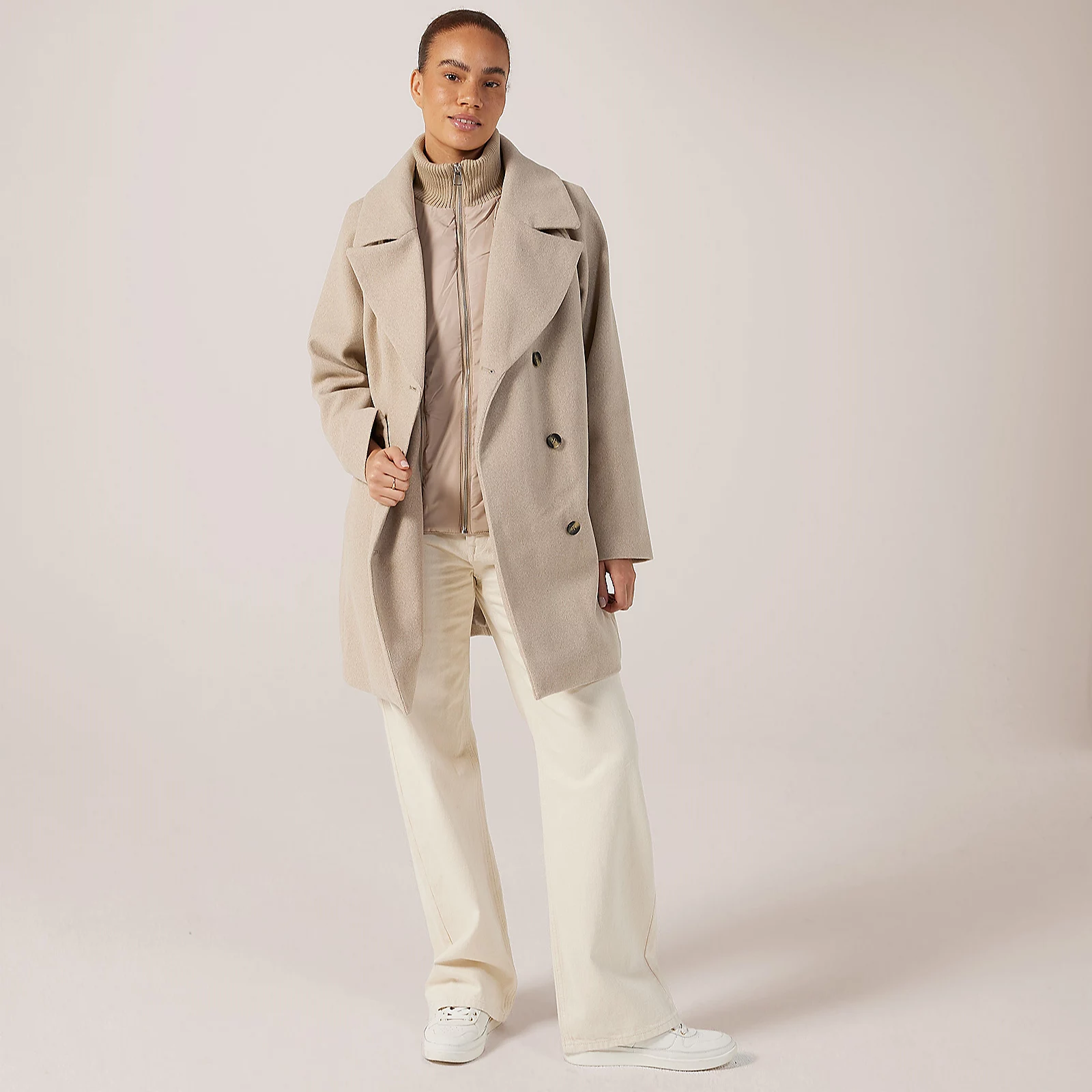 JDY Hannah Zip Neck Detail Long Coat