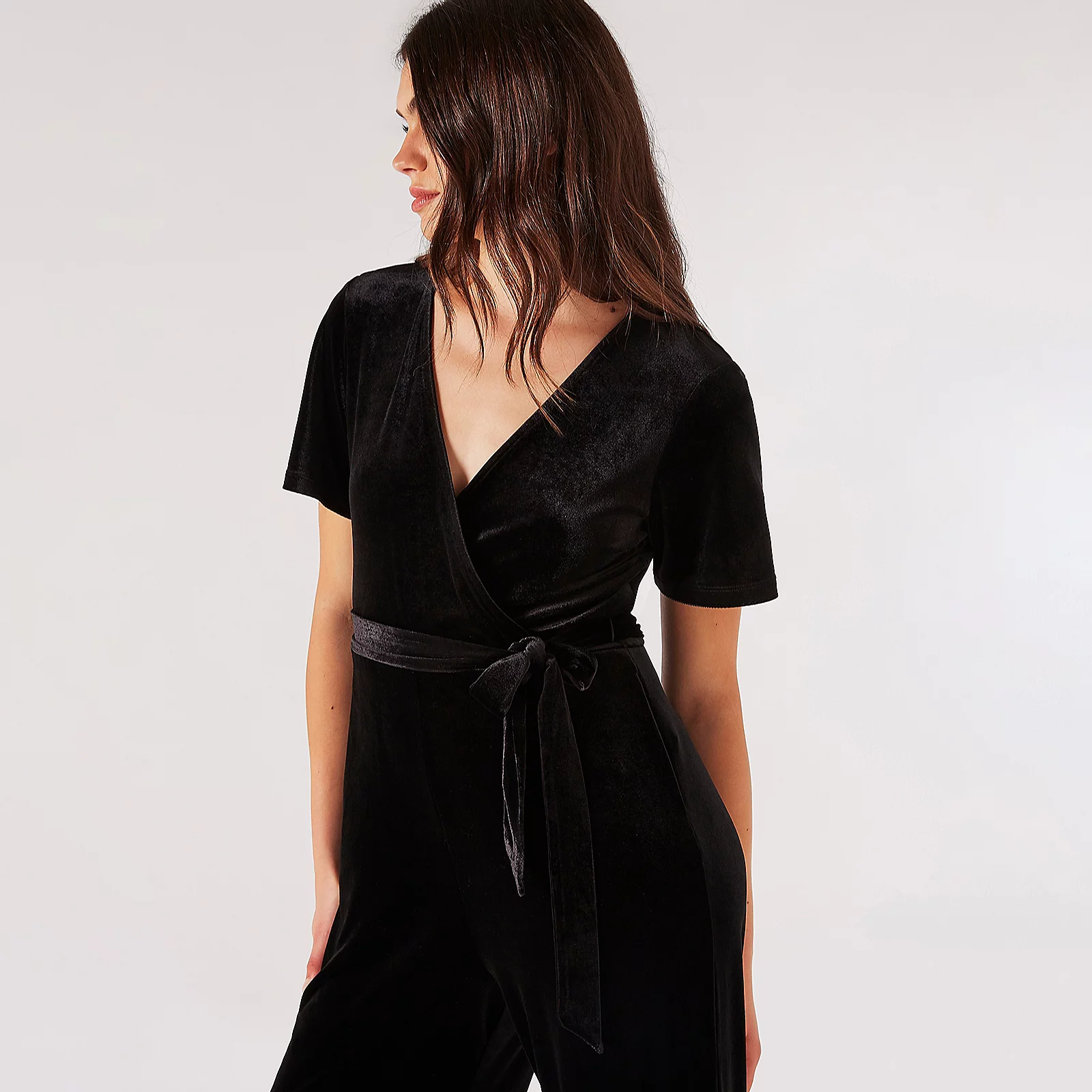 Apricot Angel Velvet Wrap Jumpsuit