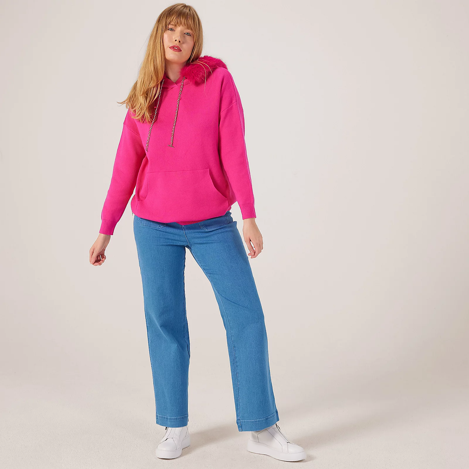 Malissa J Knitted Jumper with Faux Fur Hood Detail 3 Malissa J Knitted Jumper with Faux Fur Hood Detail