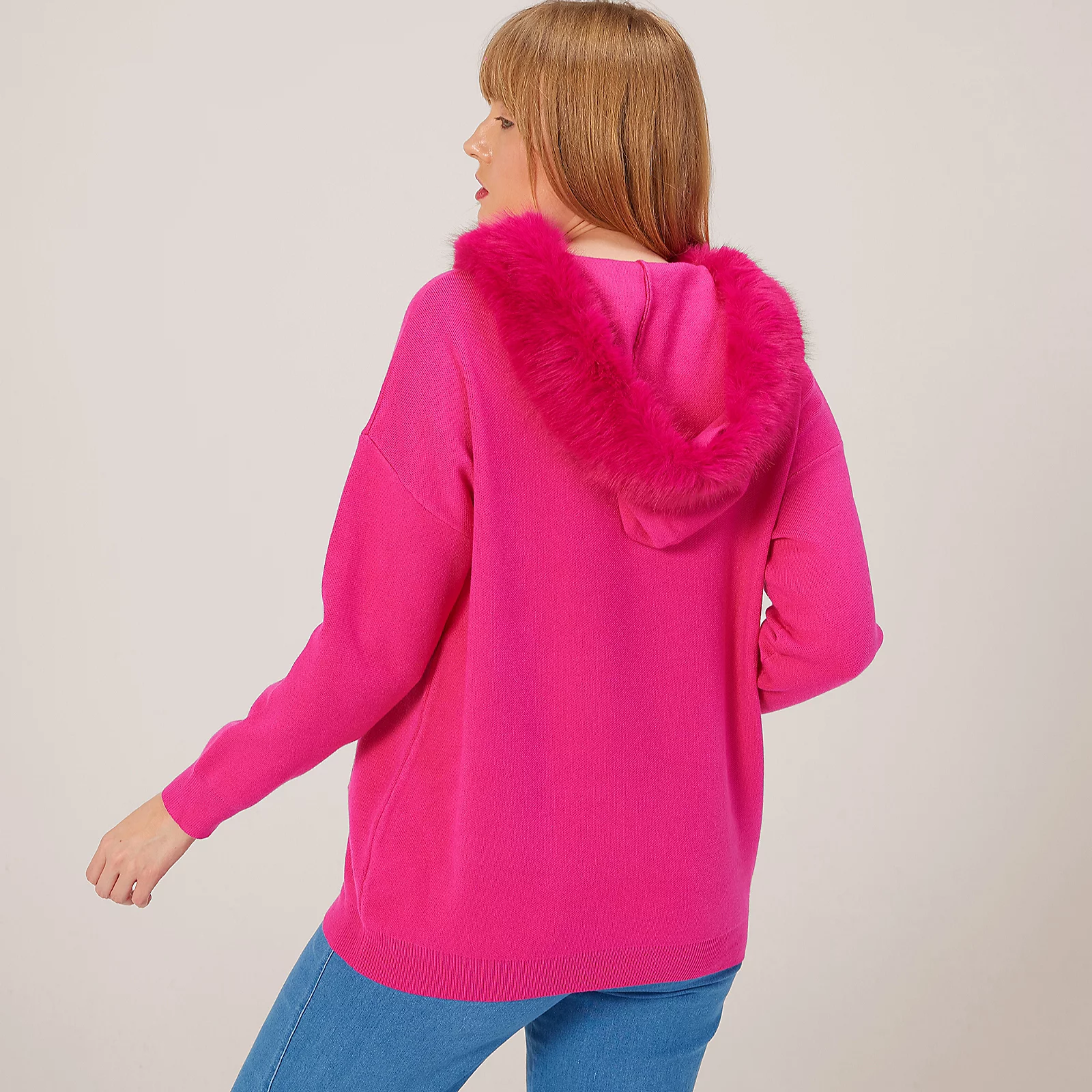 Malissa J Knitted Jumper with Faux Fur Hood Detail 4 Malissa J Knitted Jumper with Faux Fur Hood Detail