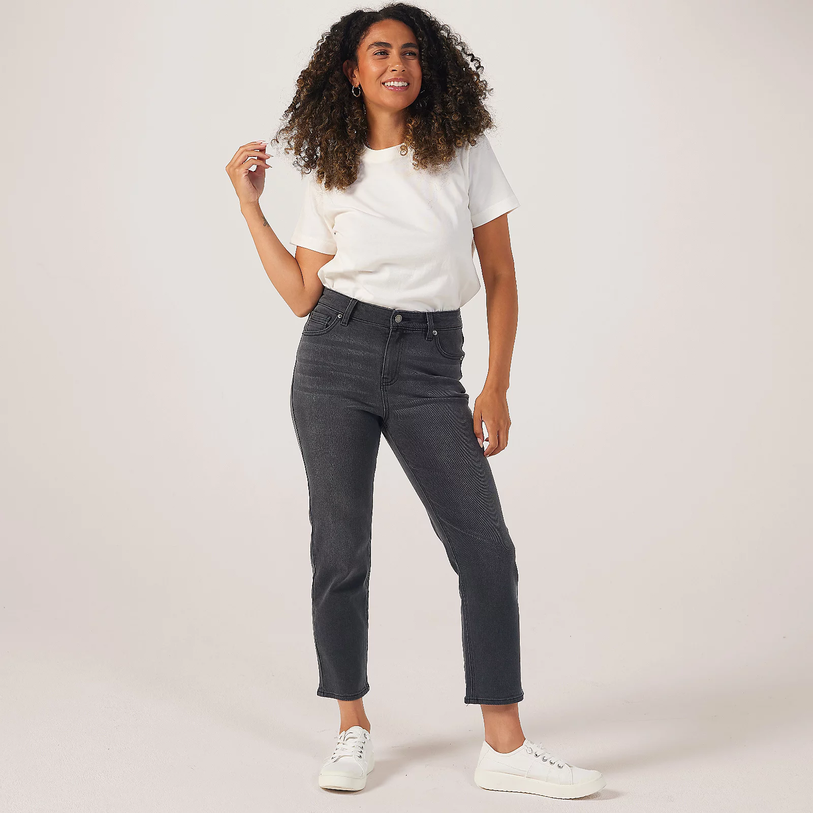 Dannii Minogue Mid Rise Slim Grey Jean Petite
