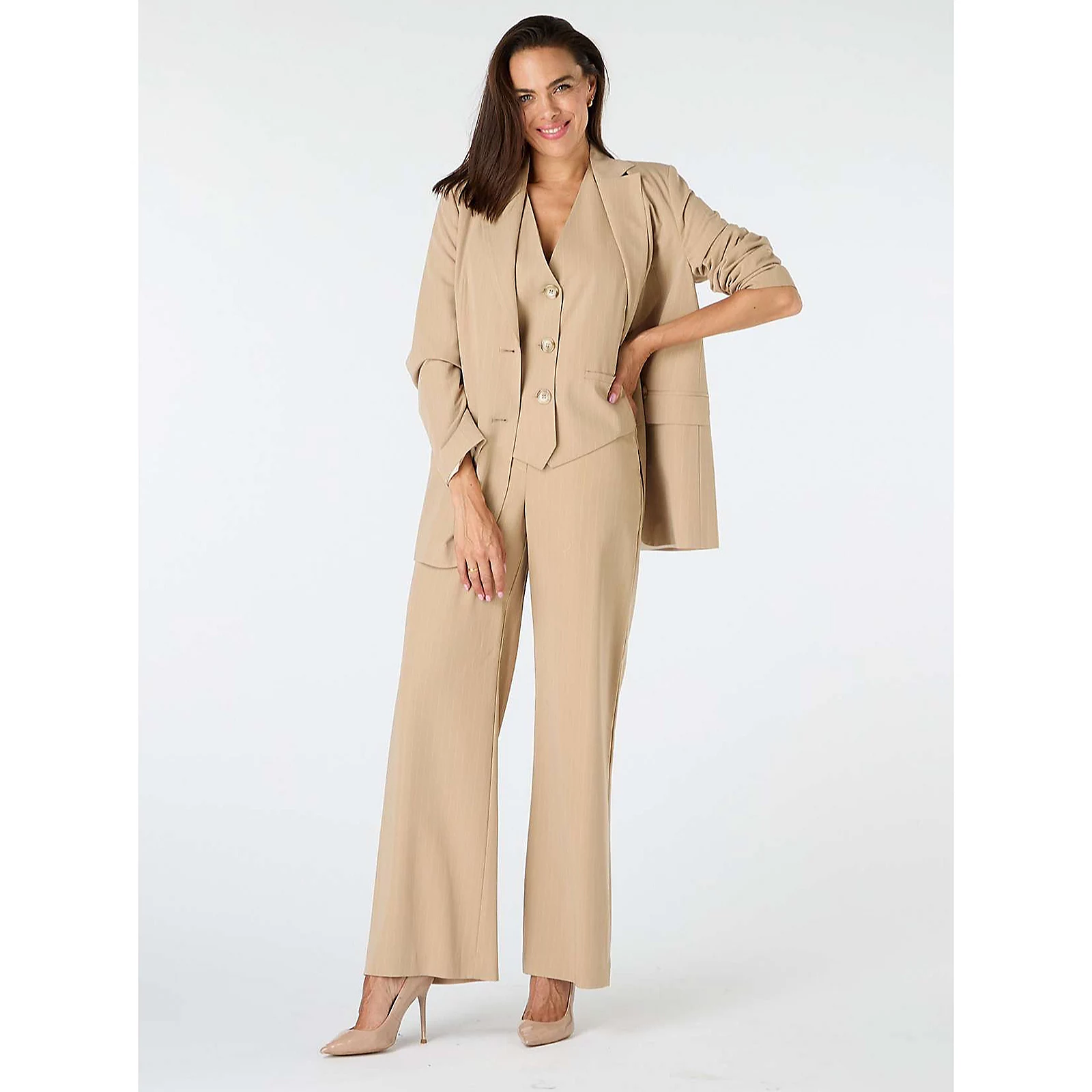 Helene Berman Pinstriped Stretch Waistband Trouser 7 Helene Berman Pinstriped Stretch Waistband Trouser