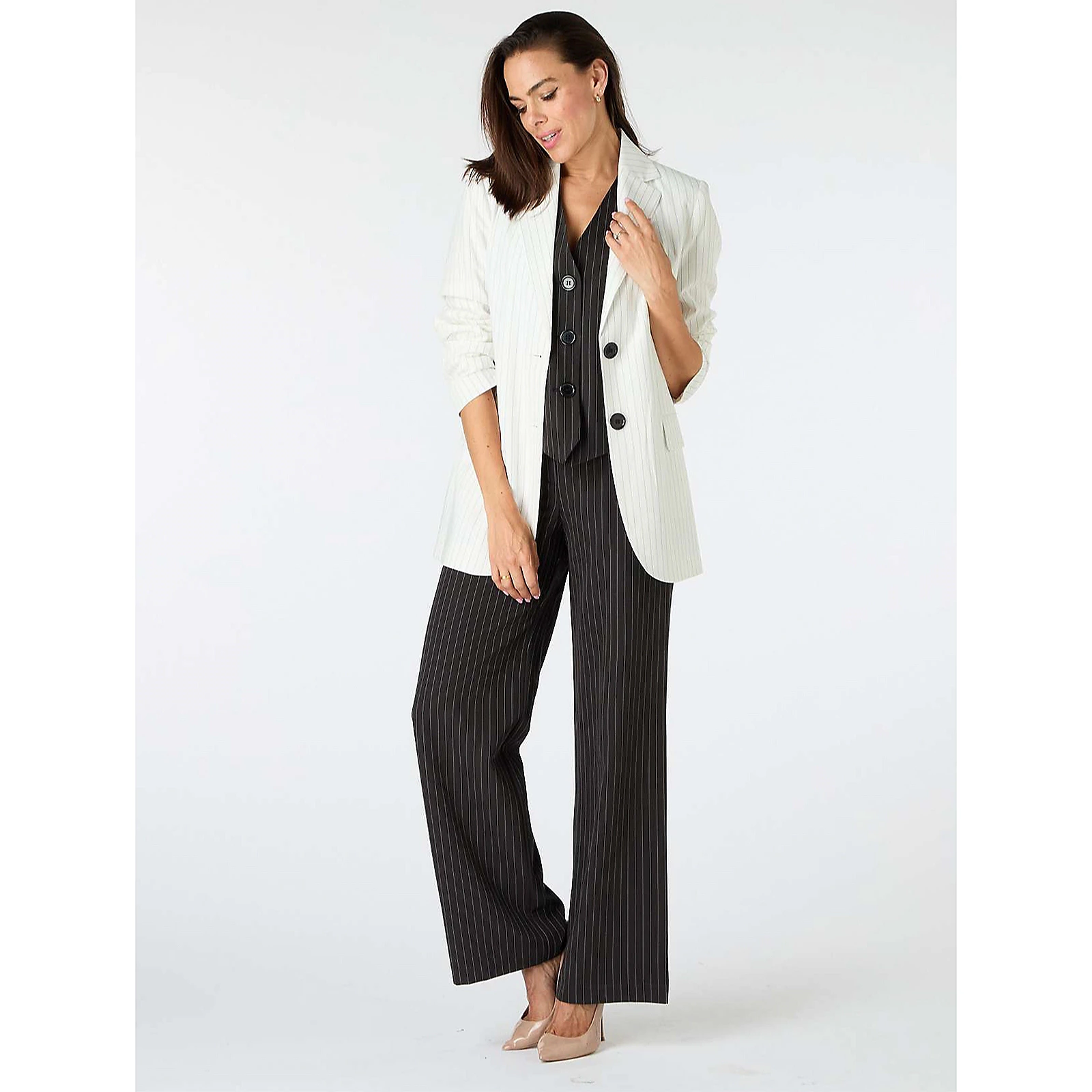 Helene Berman Pinstriped Stretch Waistband Trouser 8 Helene Berman Pinstriped Stretch Waistband Trouser