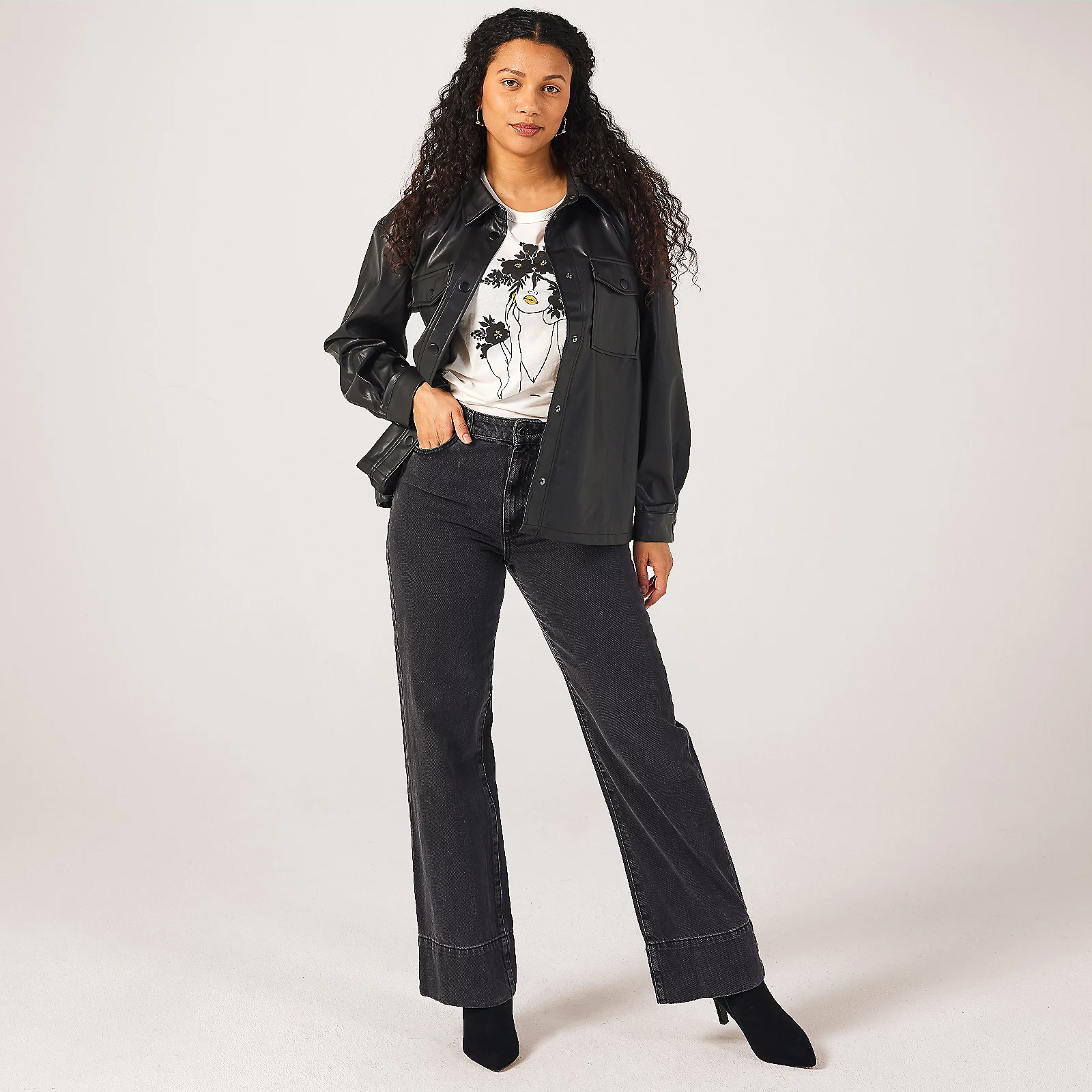 JDY Alaia Long Sleeve Faux Leather Shirt