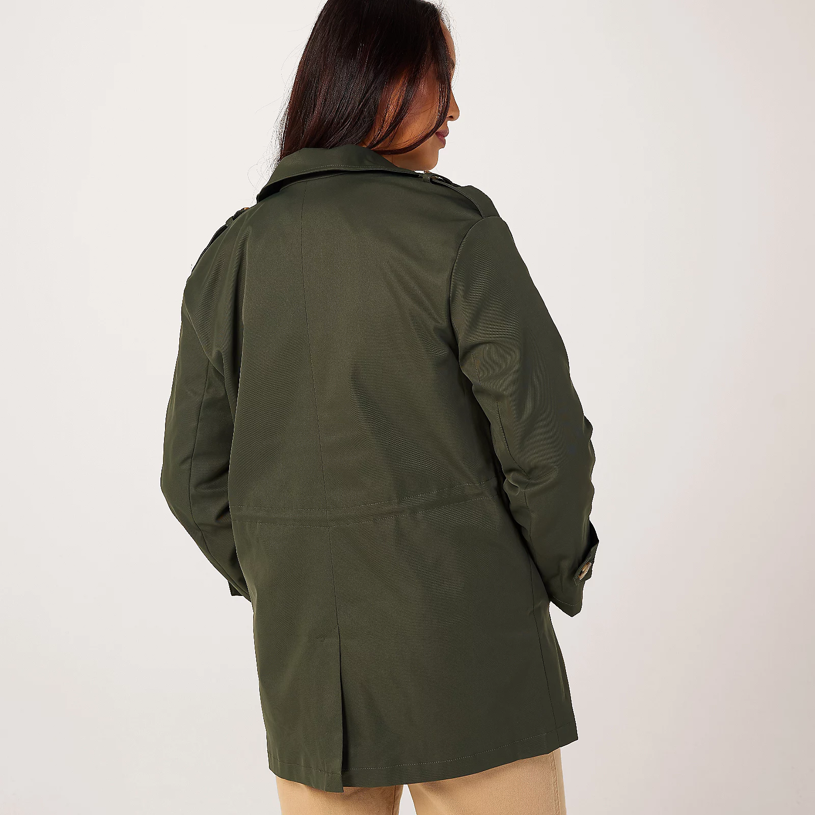 Centigrade Short Trench Coat With Drawcord Detail