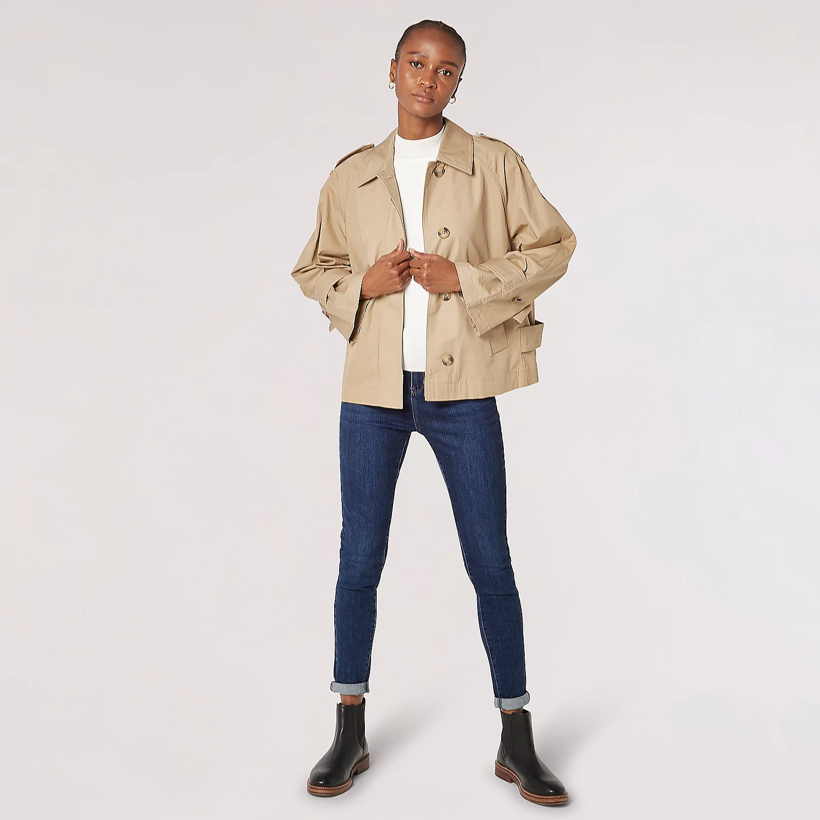 Apricot Short Trench Coat